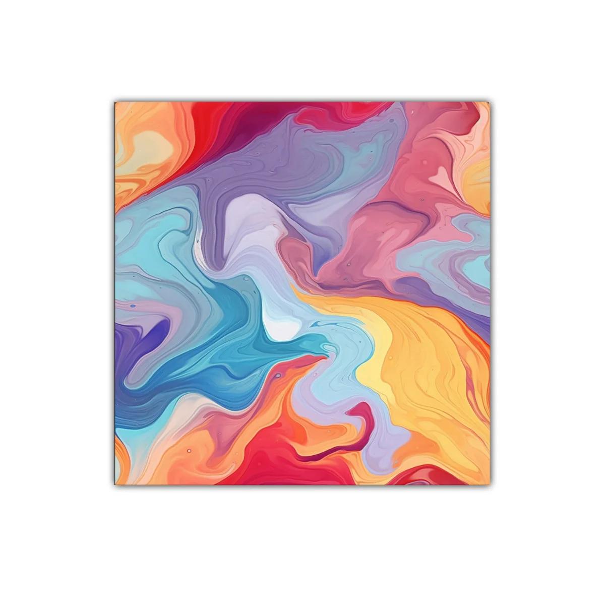 Cuadro abstracto con vibrantes formas y colores dinámicos