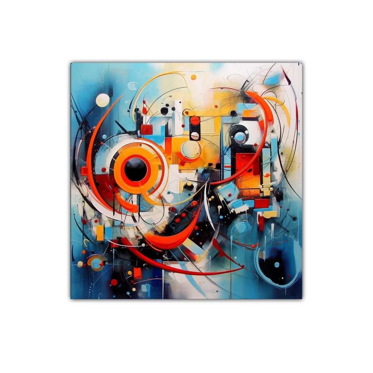 Composición abstracta con círculos y líneas dinámicas