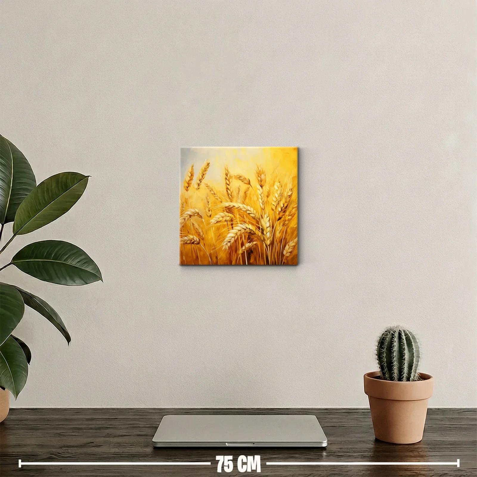 Cuadro decorativo de campo de trigo en tonos dorados — miniatura 2