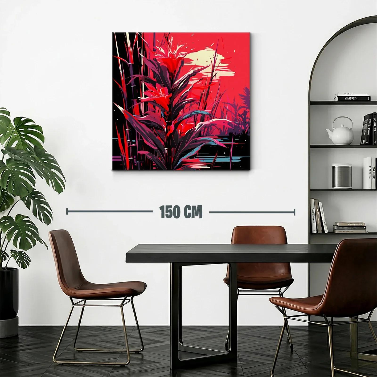 Cuadro vibrante de flora exótica en tonos rojos intensos — miniatura 2