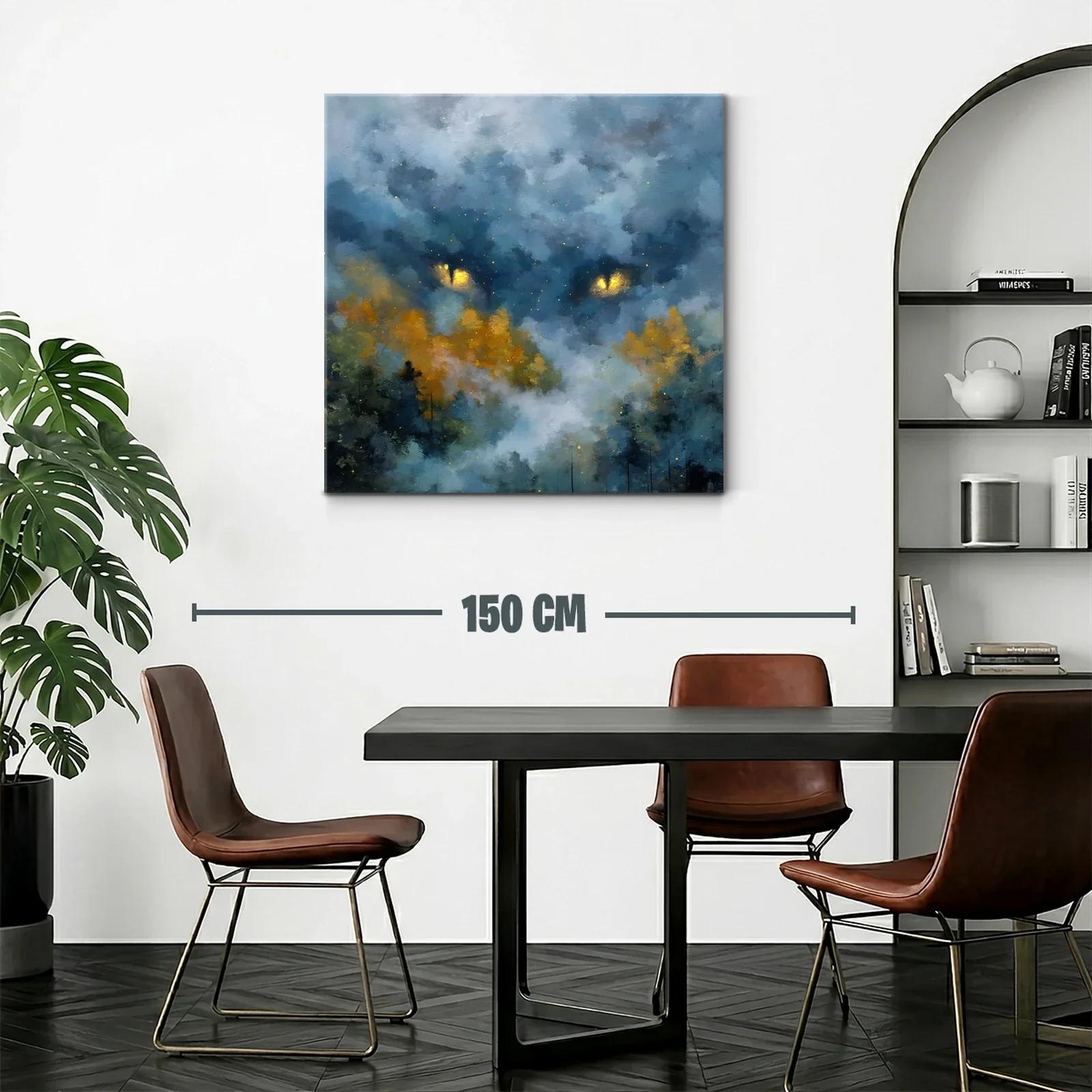 Cuadro de paisaje onírico con ojos dorados entre las nubes — miniatura 2