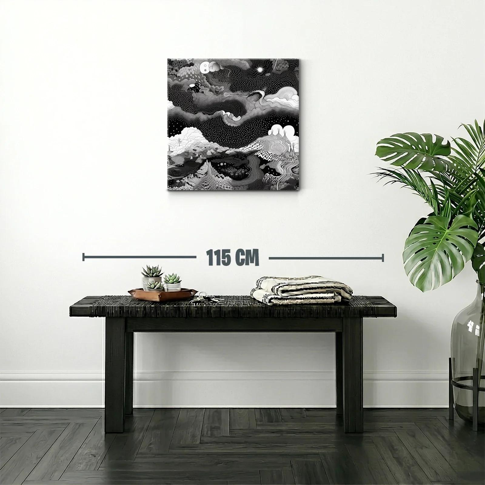 Paisaje cósmico abstracto en blanco y negro impactante — miniatura 2
