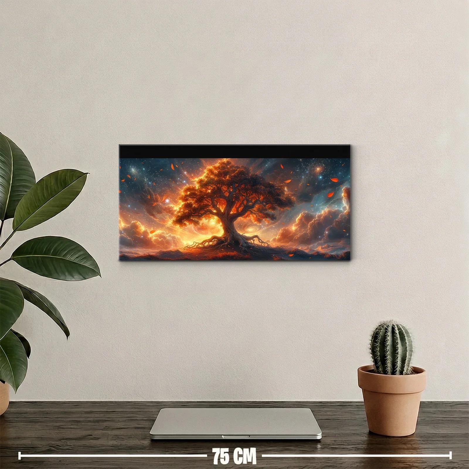 Cuadro árbol solitario iluminado con cielo tormentoso — miniatura 2