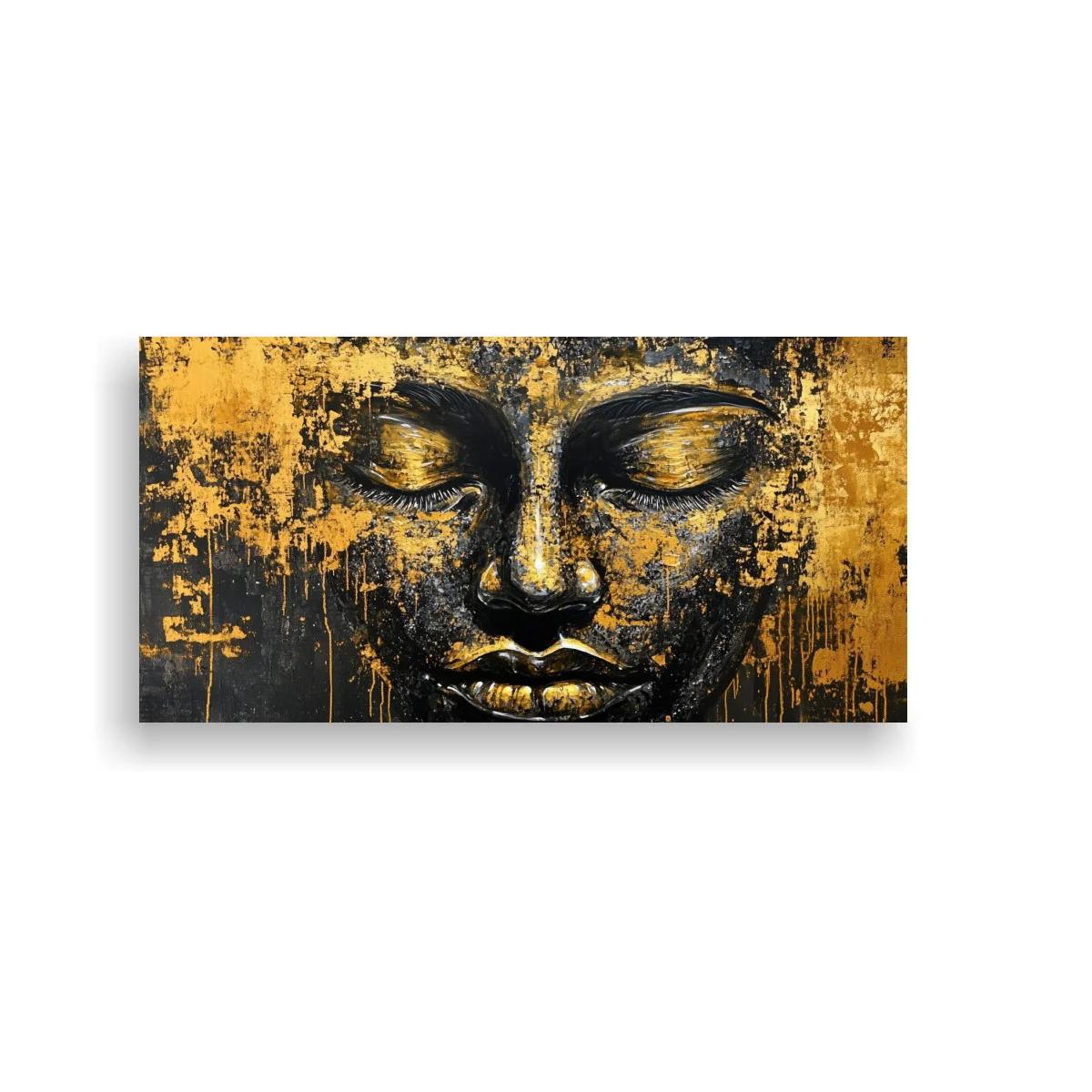 Cuadro rostro de Buda con ojos cerrados y dorado envejecido