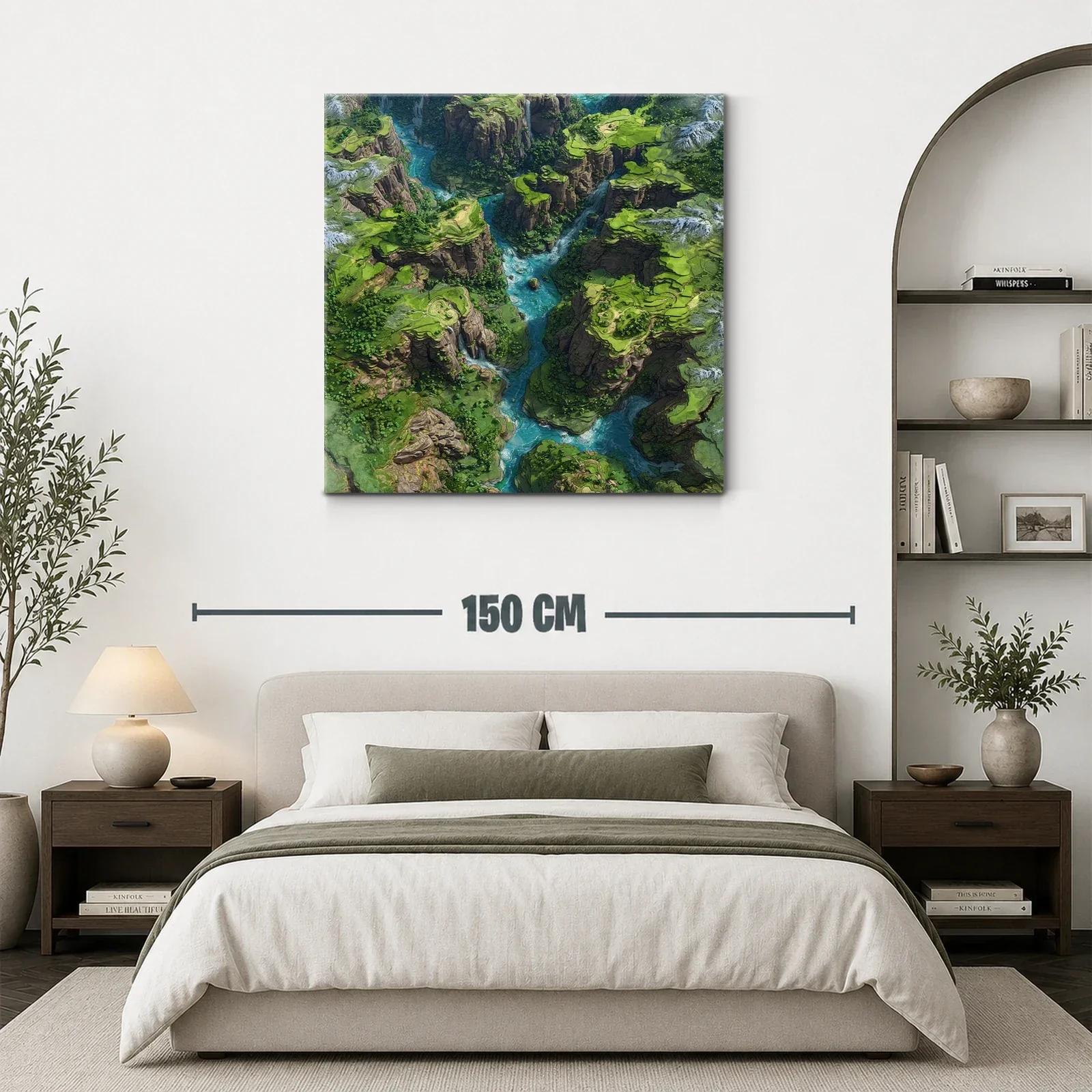 Cañón verde con río azul serpenteante y acantilados rocosos — miniatura 3