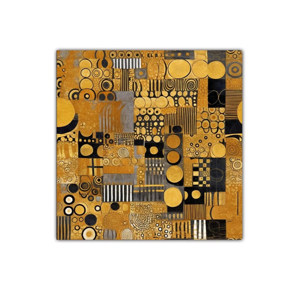 Cuadro decorativo de diseño abstracto en tonos dorados y negros — miniatura 1