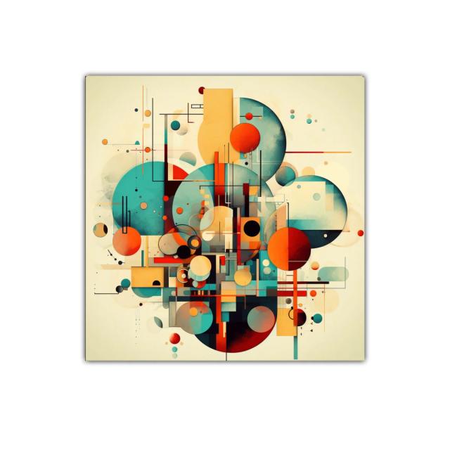 Composición abstracta con formas geométricas y colores vivos