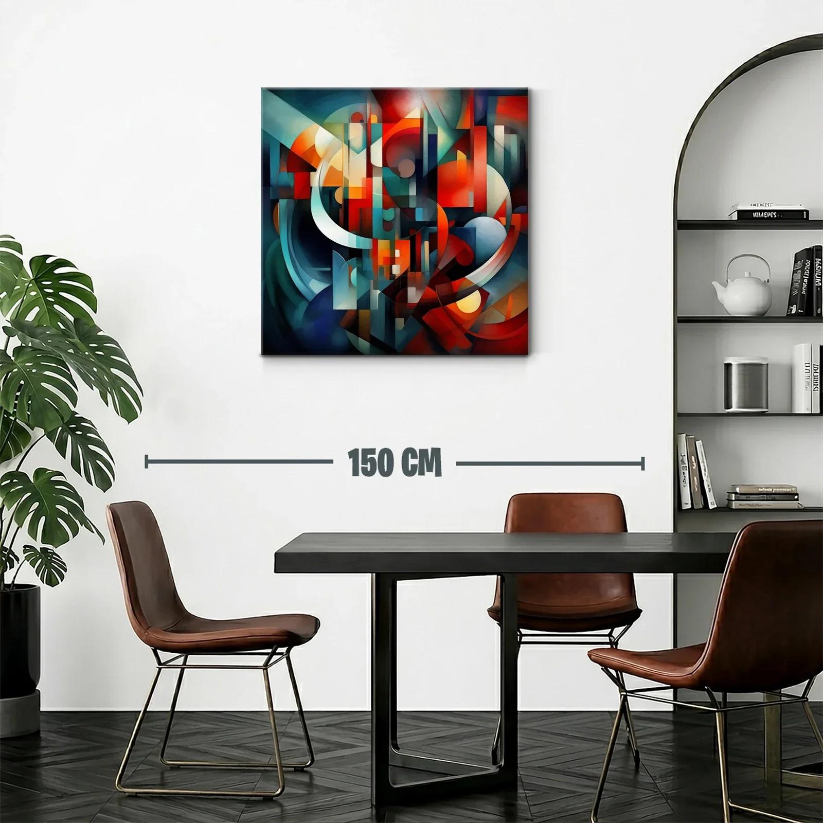Composición abstracta en tonos cálidos y fríos equilibrados — miniatura 2