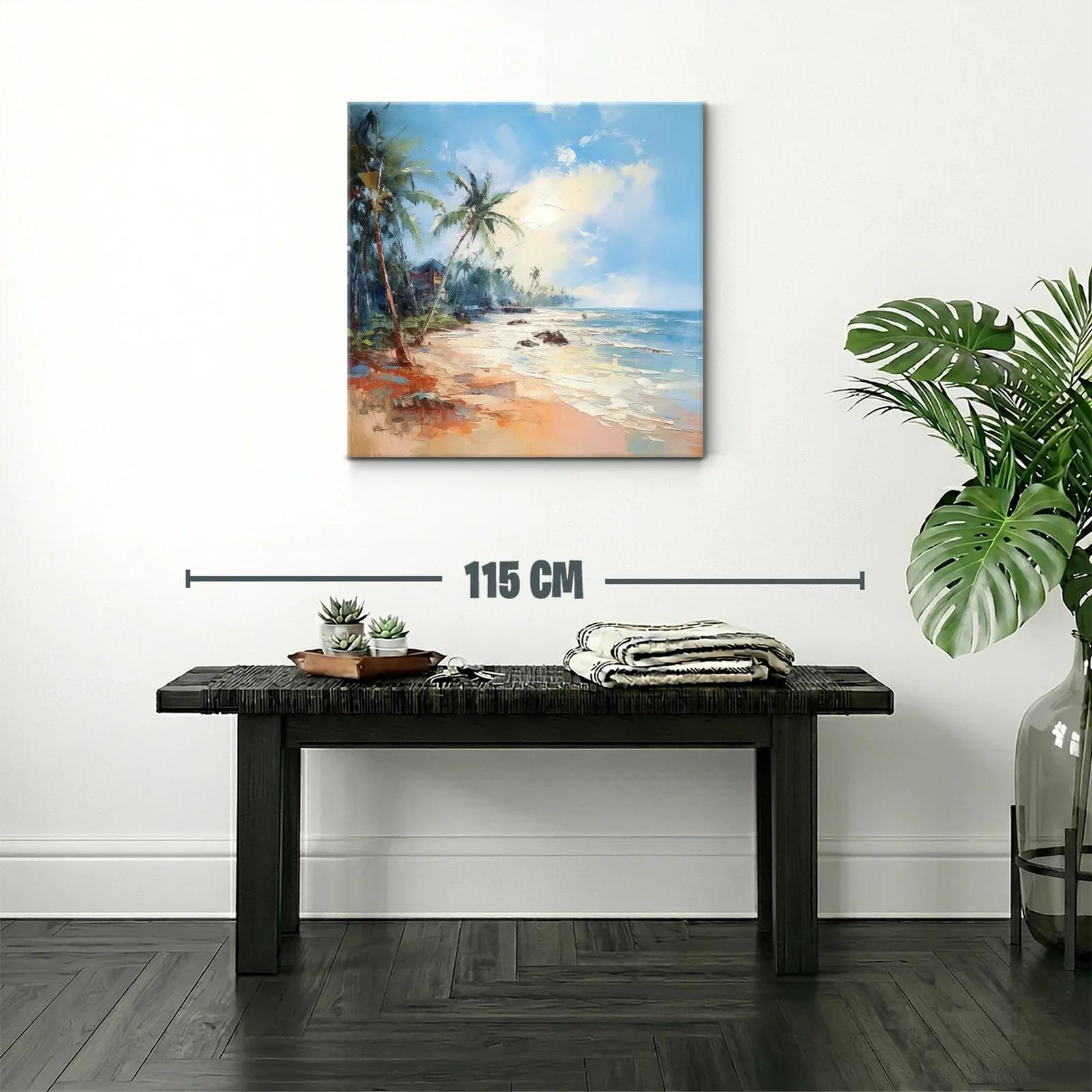 Paisaje costero con palmeras y mar azul brillante — miniatura 2