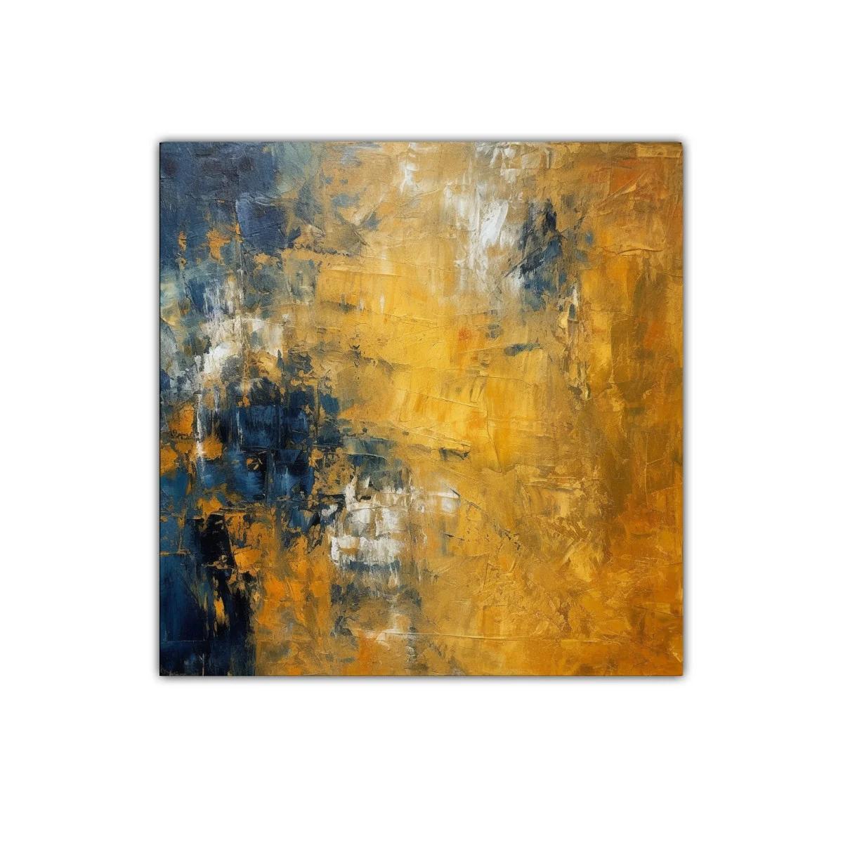Cuadro abstracto en tonos dorados y azul profundo — imagen principal
