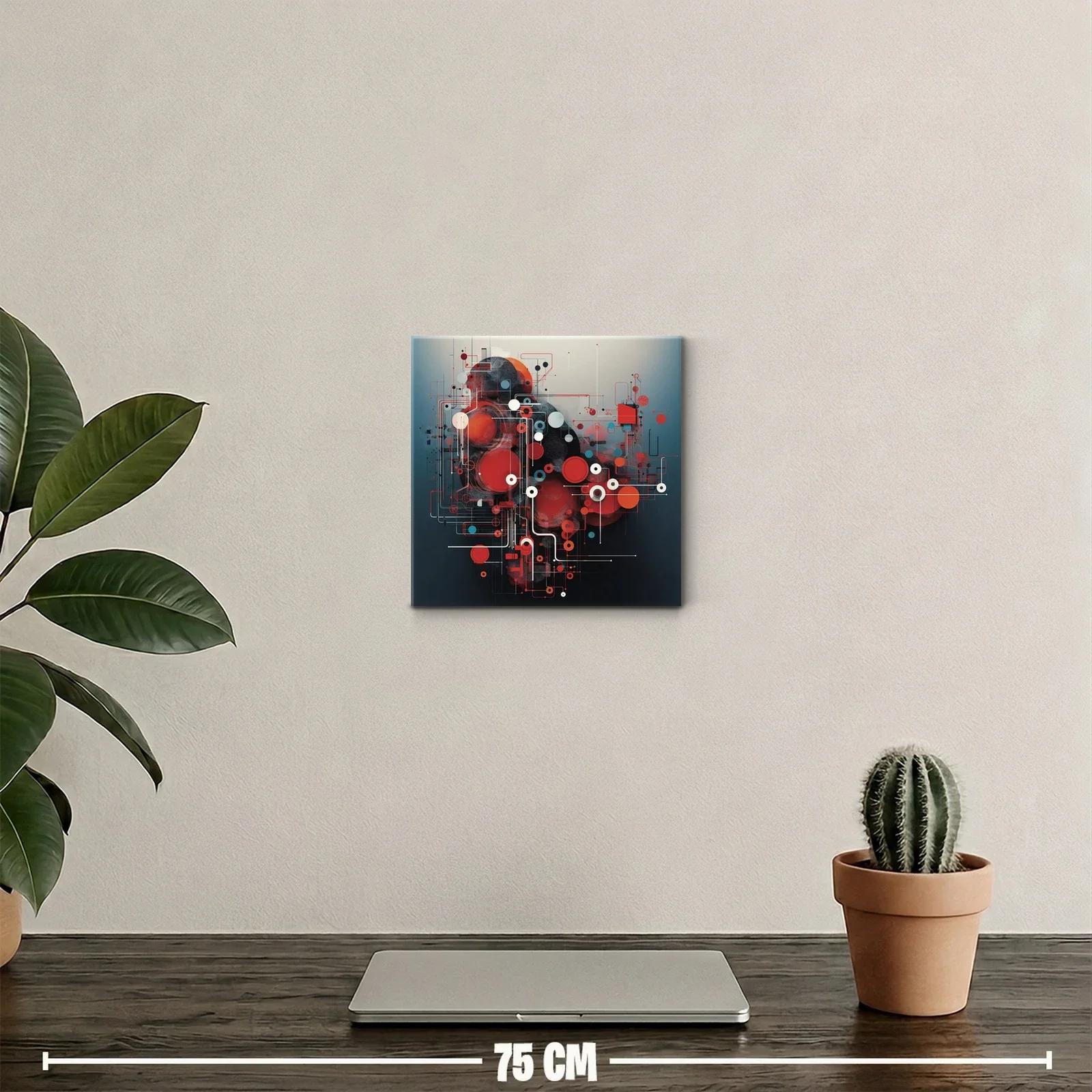 Cuadro decorativo con formas geométricas en tonos rojos y negros — miniatura 2