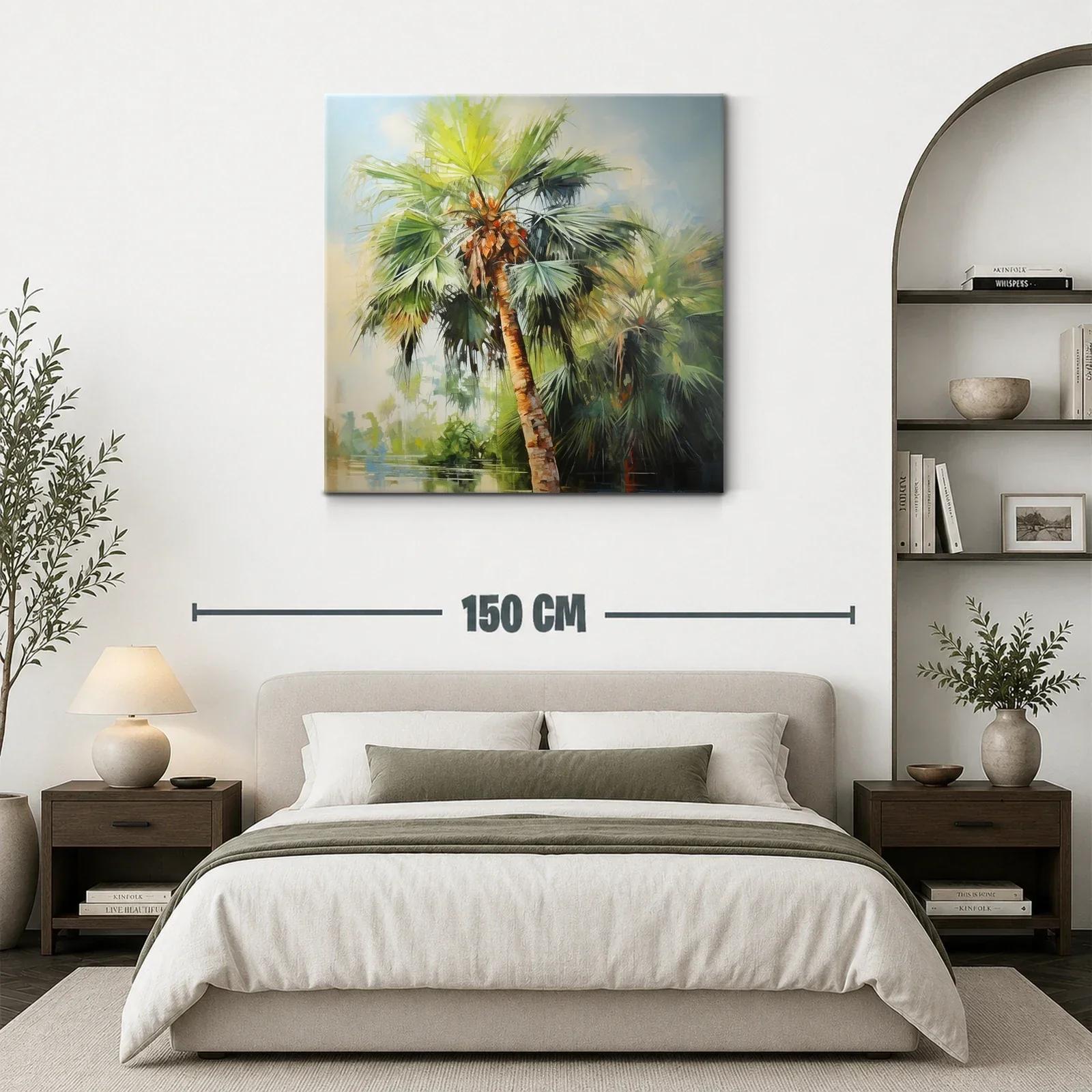 Palmera tropical con vibrantes tonos verdes y naranjas — miniatura 3