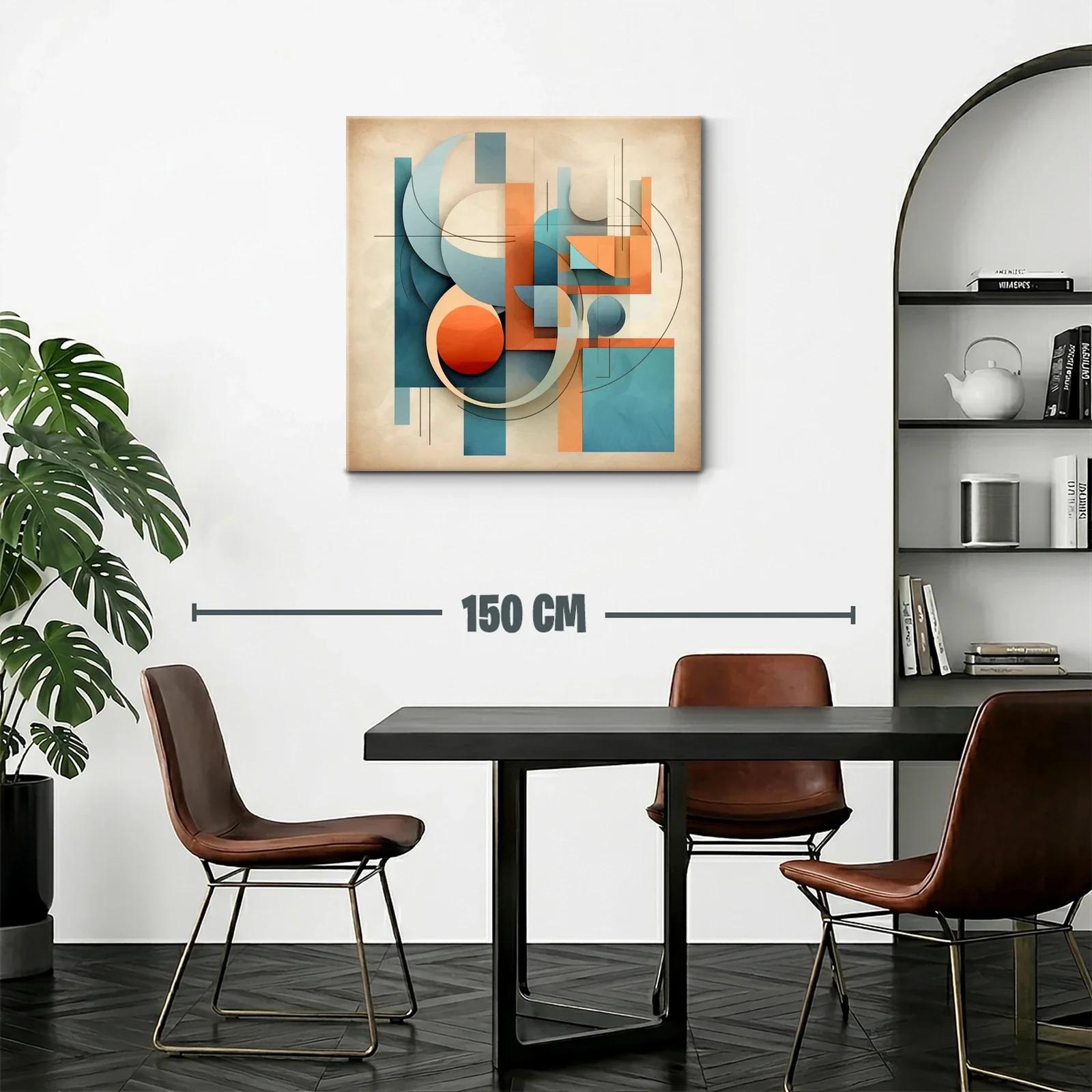 Composición abstracta con formas geométricas en tonos cálidos y fríos — miniatura 2