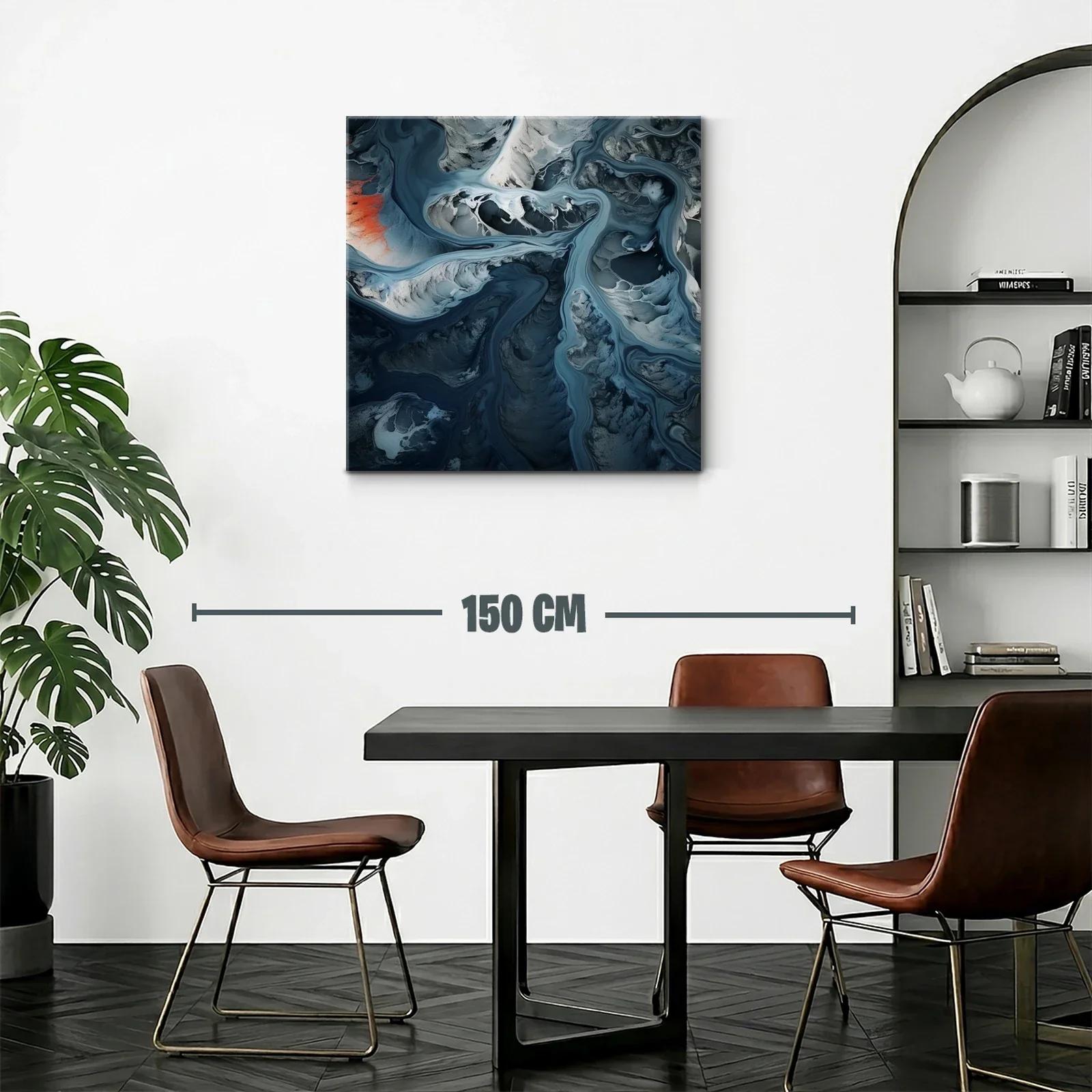 Composición abstracta en tonos azules y grises con acento rojo — miniatura 2