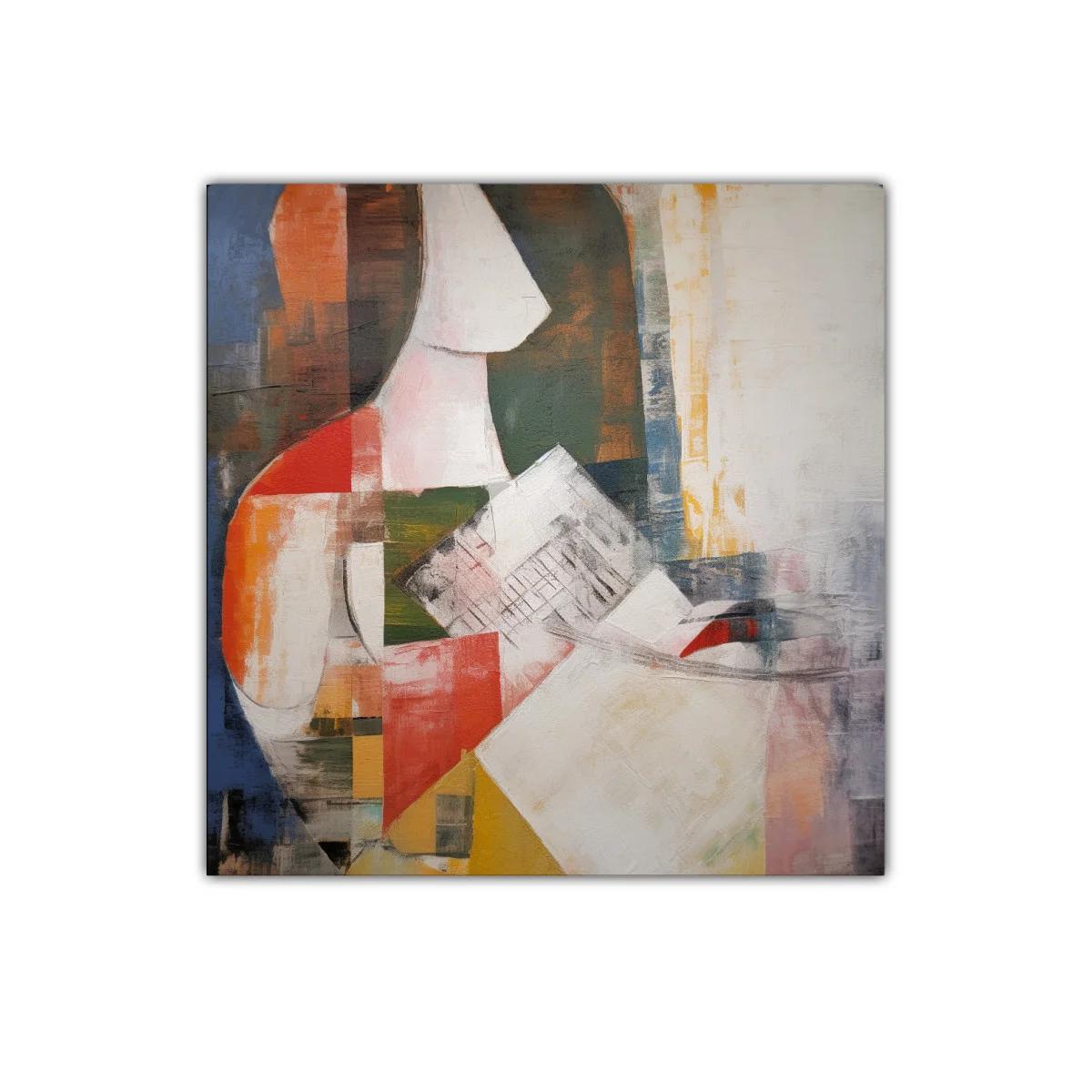 Cuadro abstracto figura femenina en tonos cálidos y fríos — imagen principal