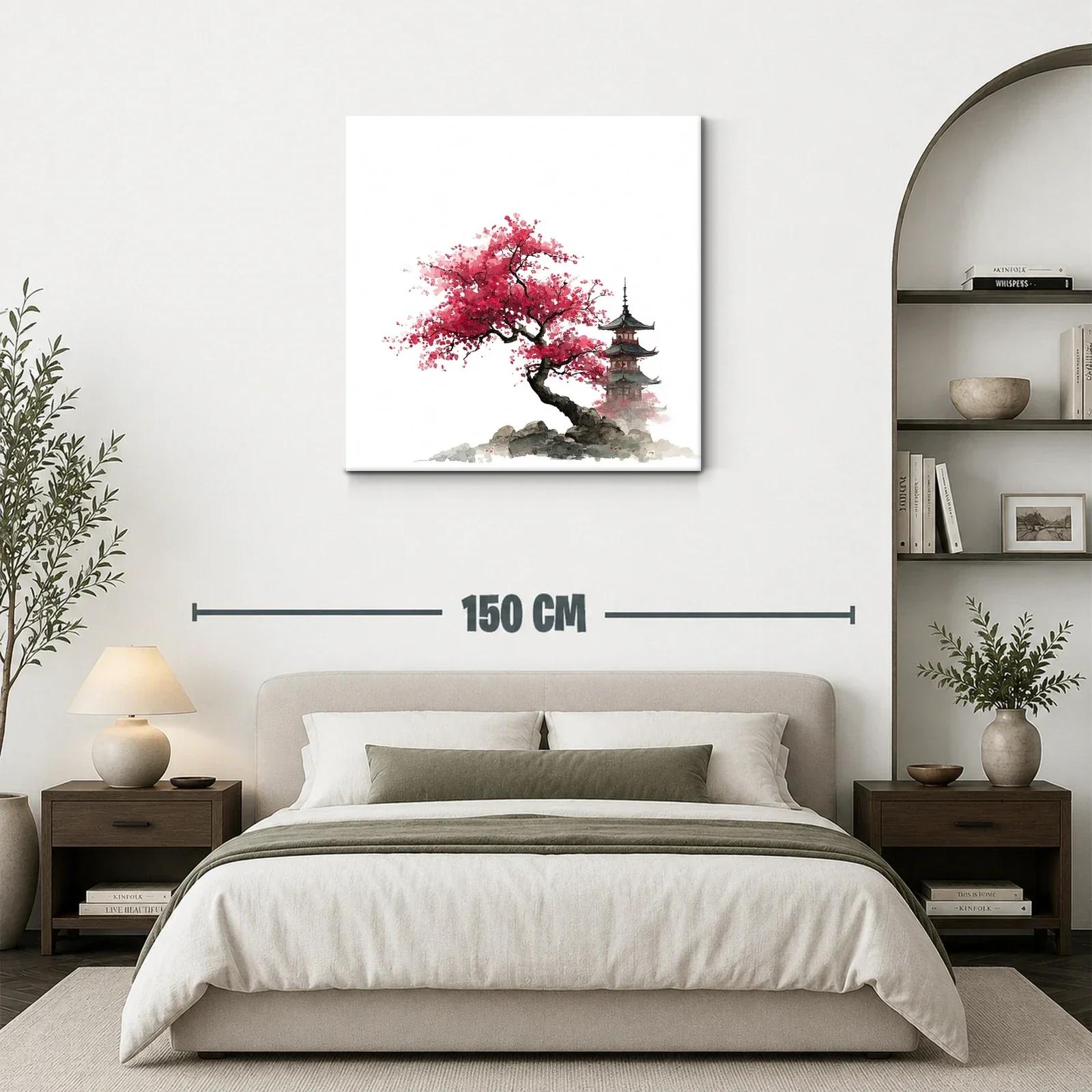 Árbol de Cerezo en Flor con Pagoda Japonesa — miniatura 3