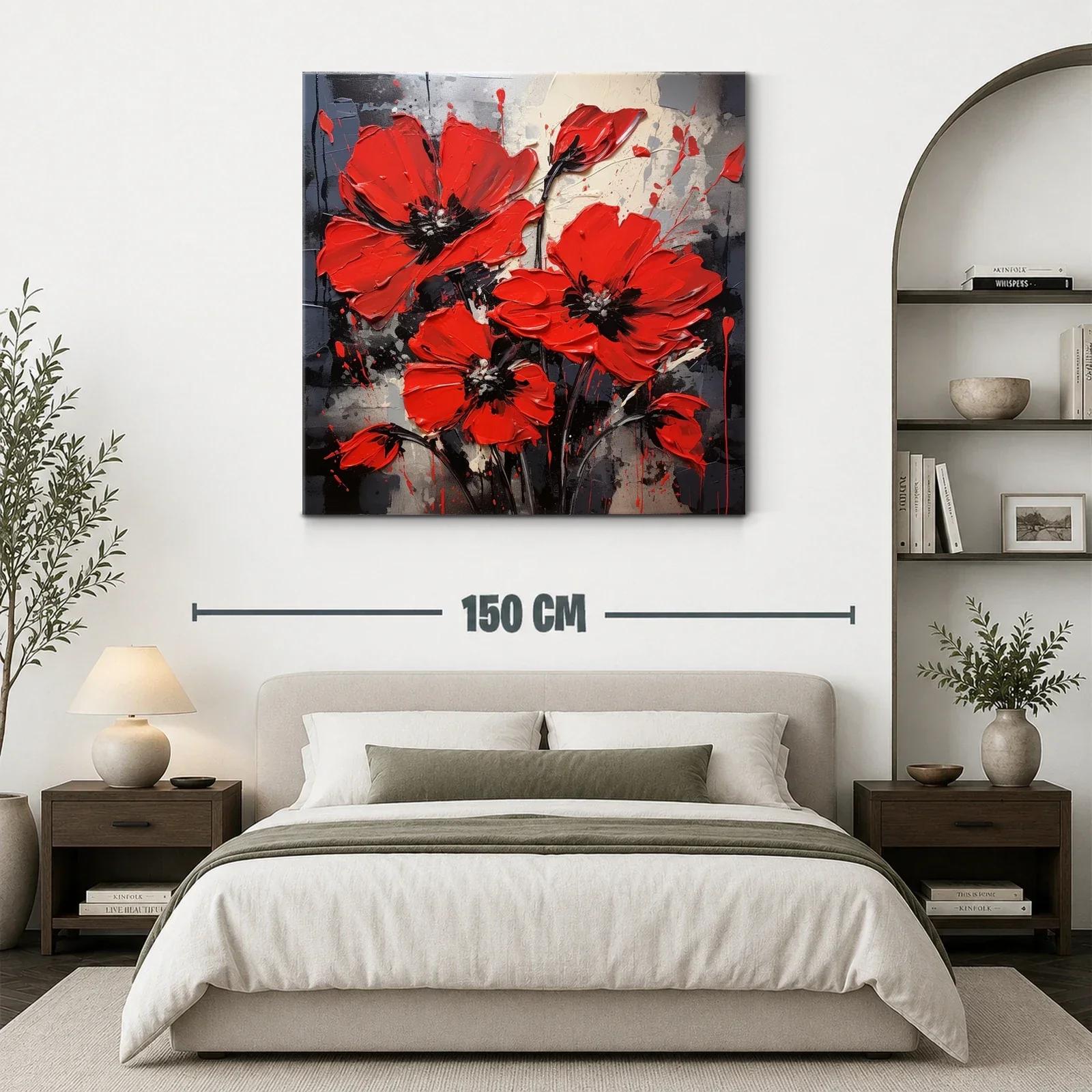 Impactante cuadro floral con vibrantes amapolas rojas — miniatura 3