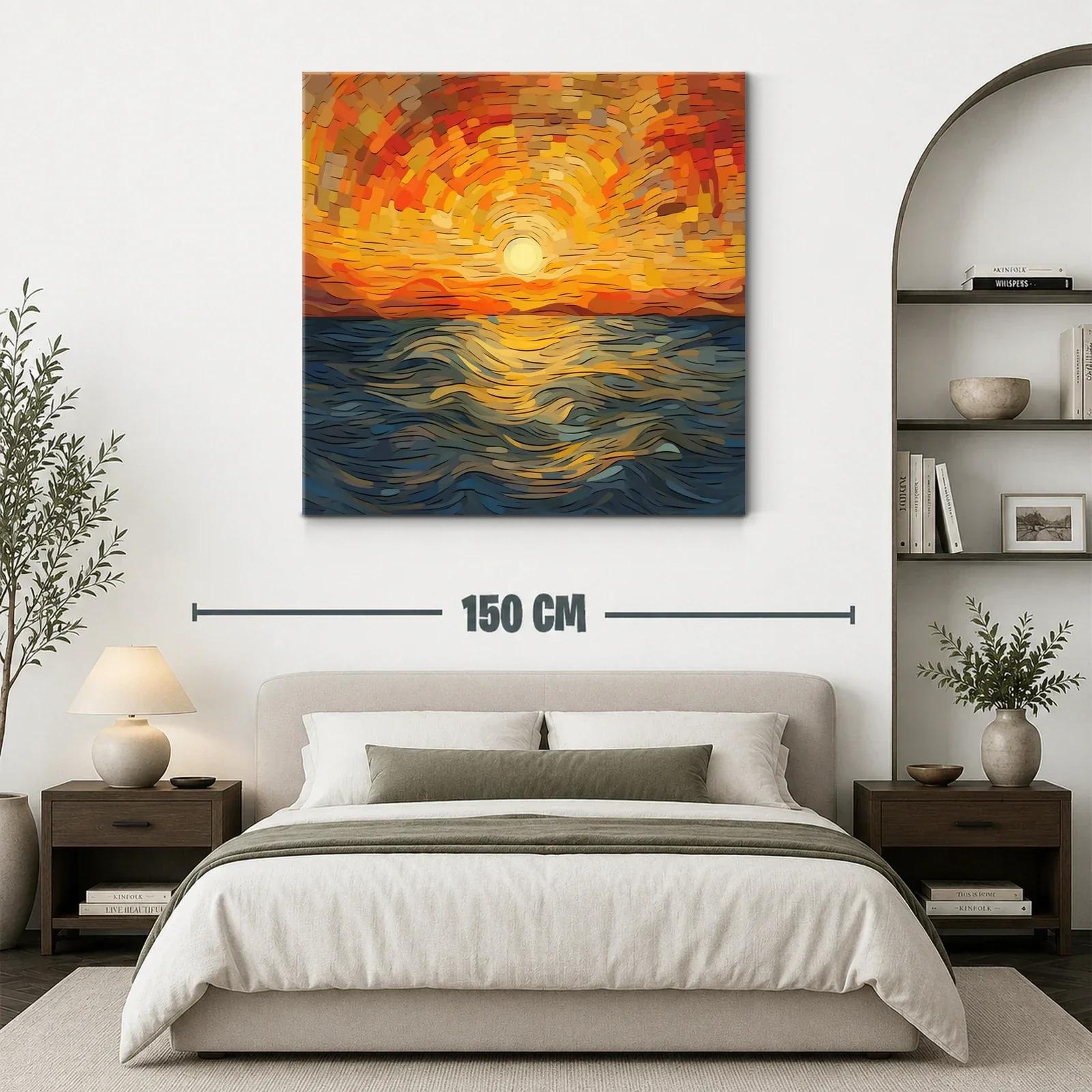 Atardecer vibrante sobre el mar con trazos expresivos — miniatura 3