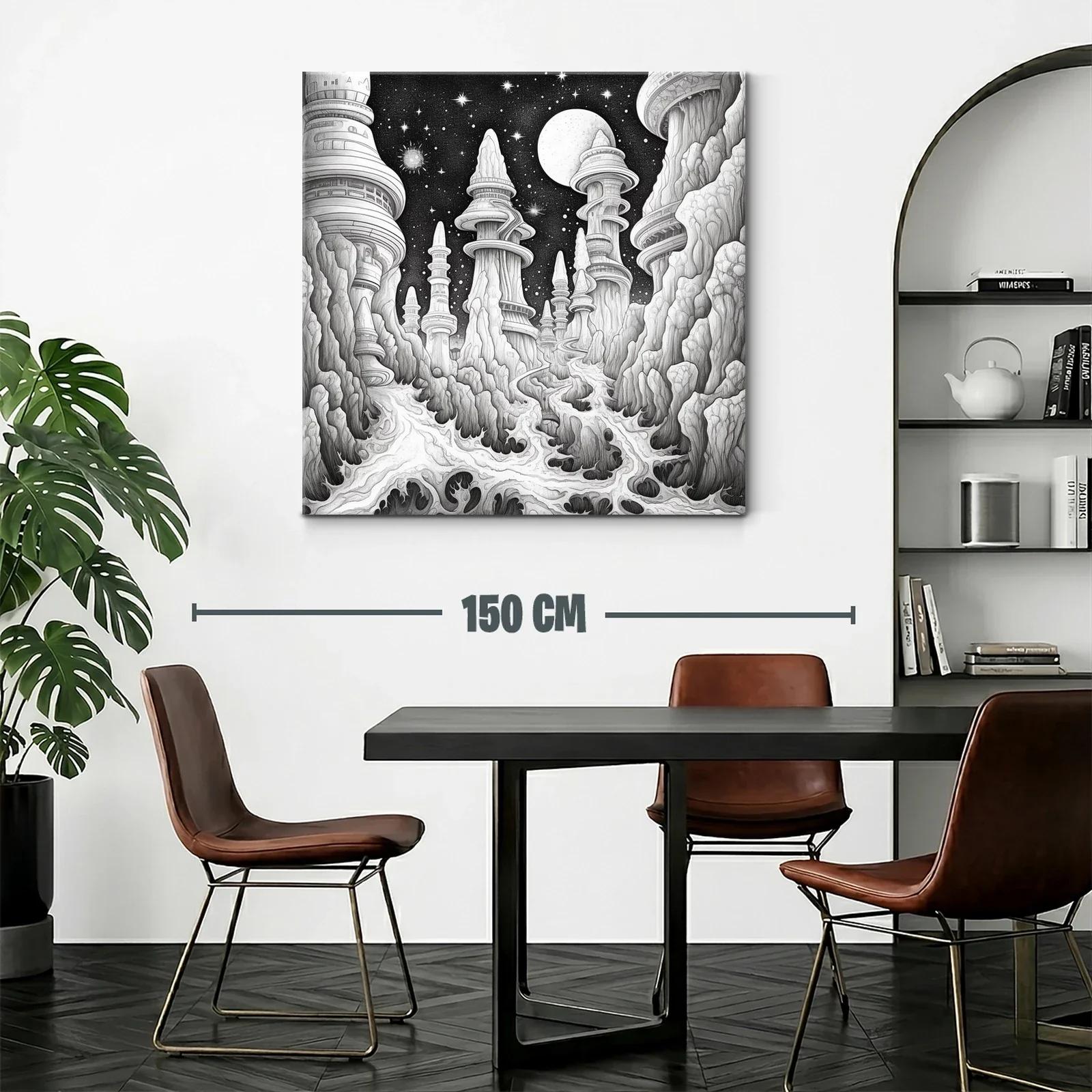 Paisaje futurista de torres imponentes y cielo estrellado — miniatura 2