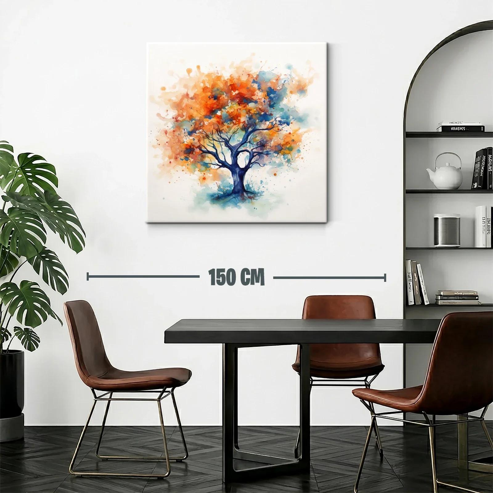 Árbol abstracto en vibrantes tonos otoñales y azules — miniatura 2