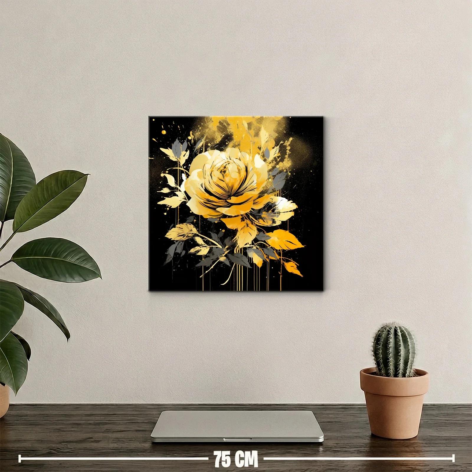 Rosa dorada sobre fondo negro con toque artístico moderno — miniatura 2