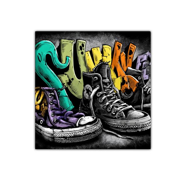 Cuadro Sneakers Coloridos con Estilo Urbano y Vibrante