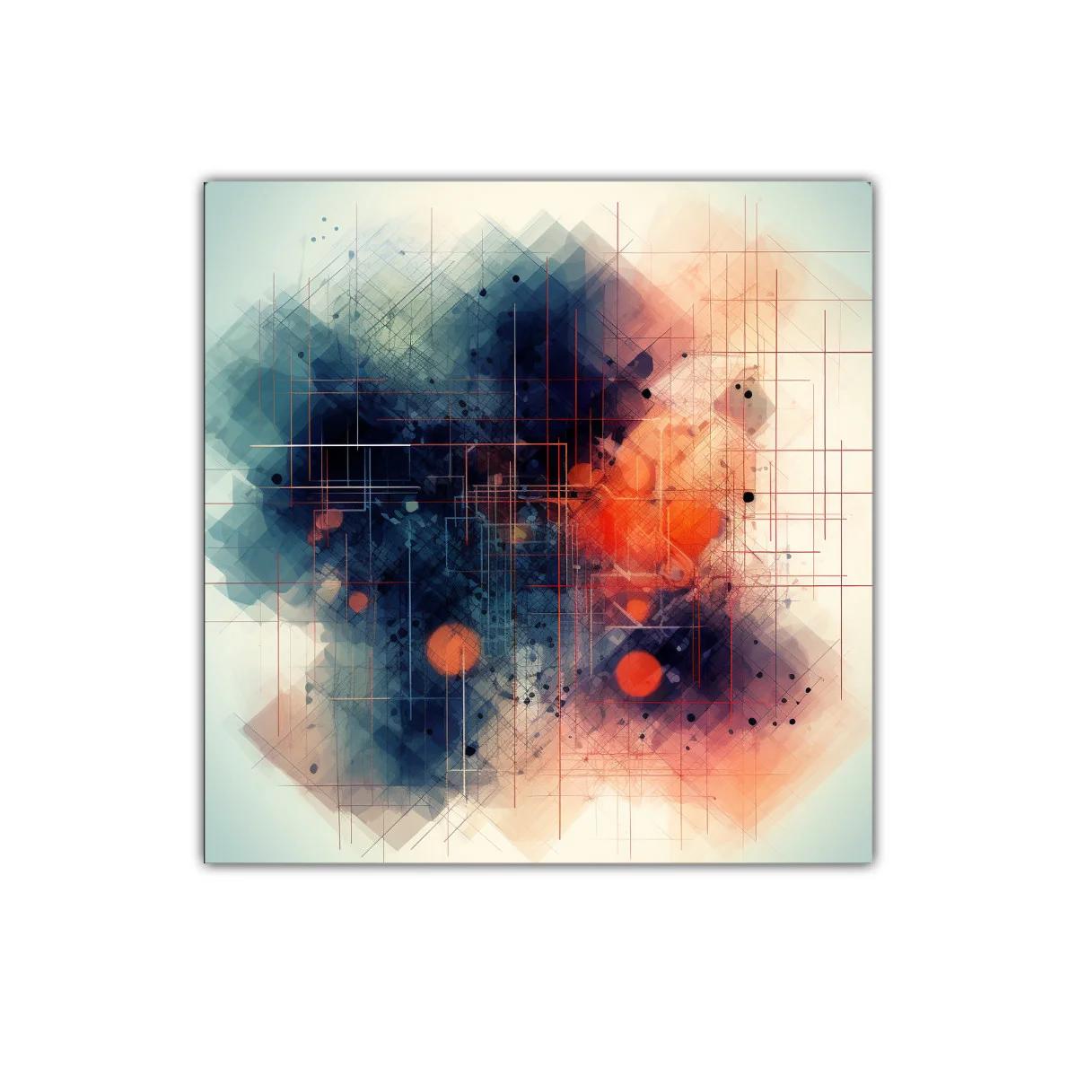 Cuadro abstracto con líneas y tonos vibrantes — imagen principal