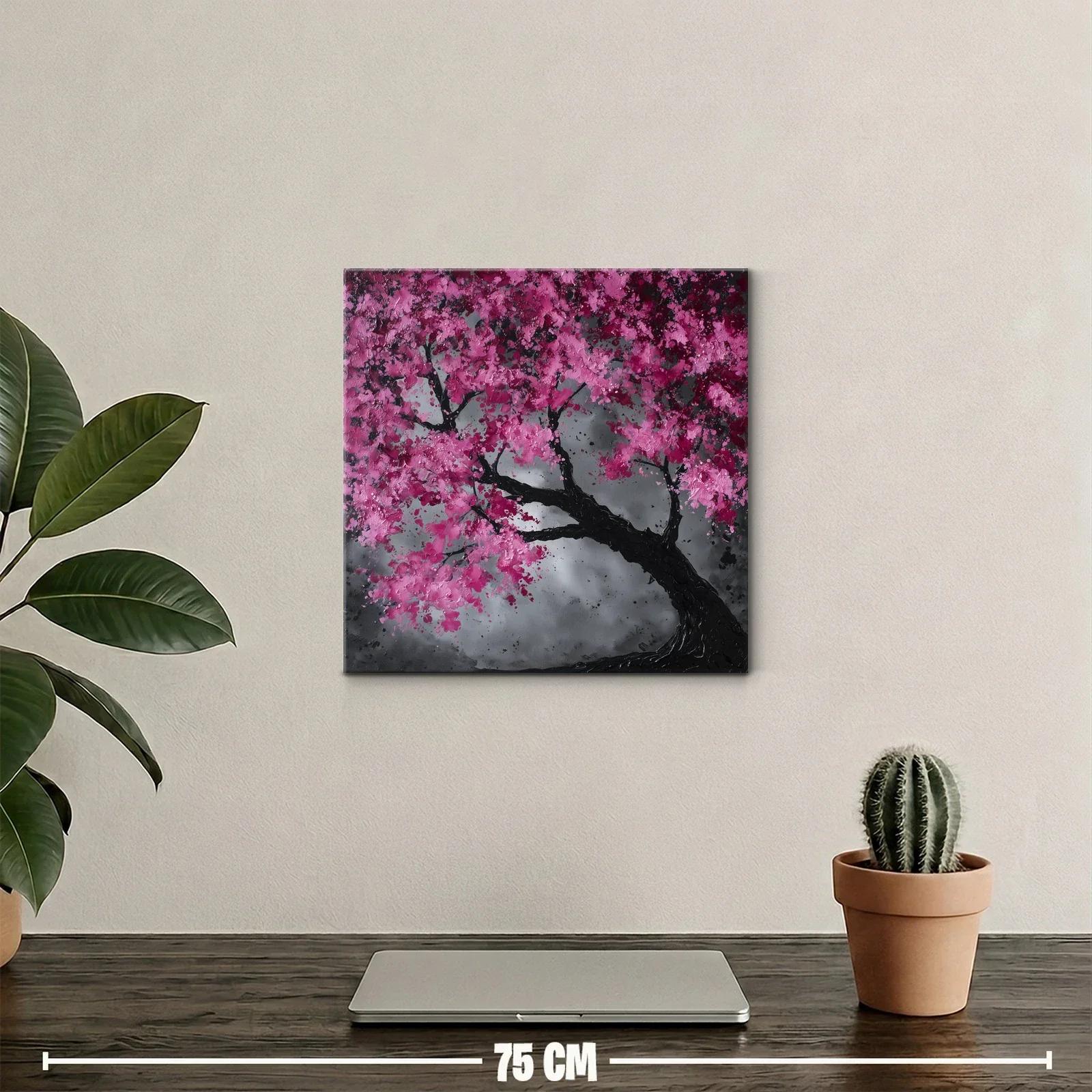 Árbol floreciente con tonos fucsia y fondo gris acero — miniatura 2