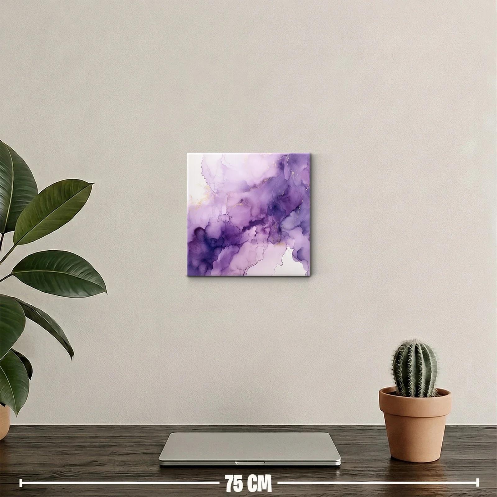 Cuadro decorativo con abstracción en tonos morados y dorados — miniatura 2