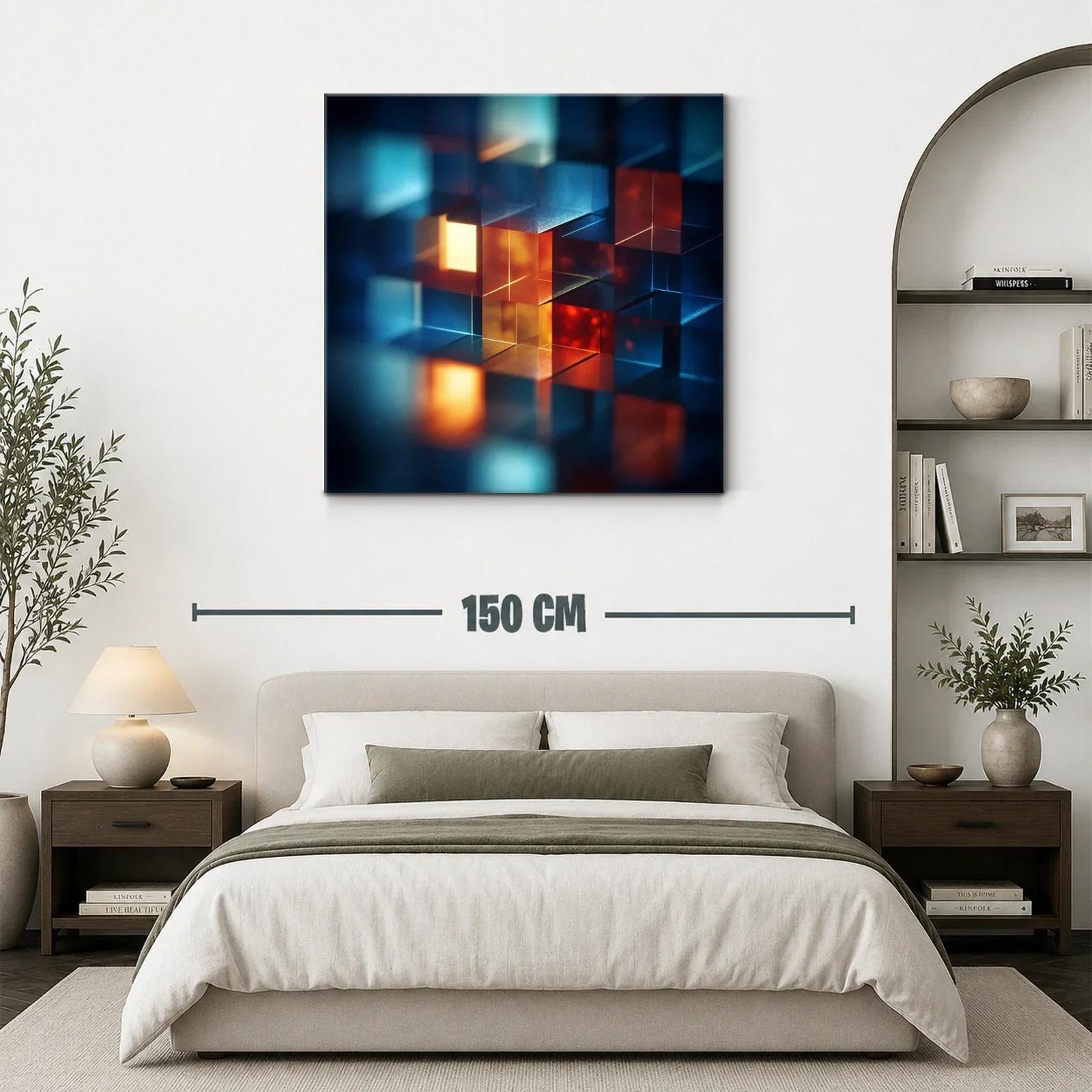 Composición abstracta de cubos iluminados en tonos cálidos y fríos — miniatura 3