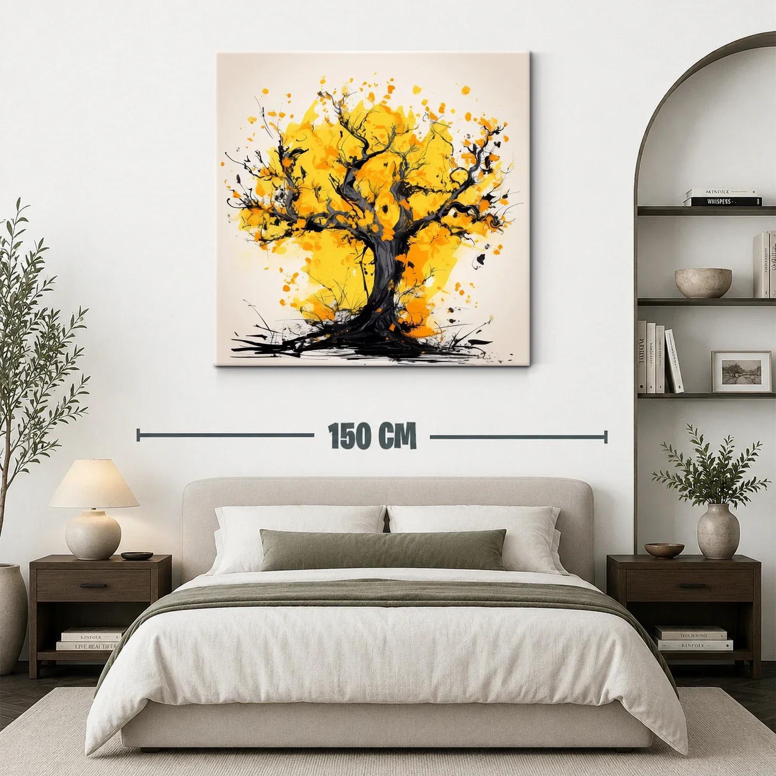 Árbol vibrante con hojas doradas en composición expresiva — miniatura 3