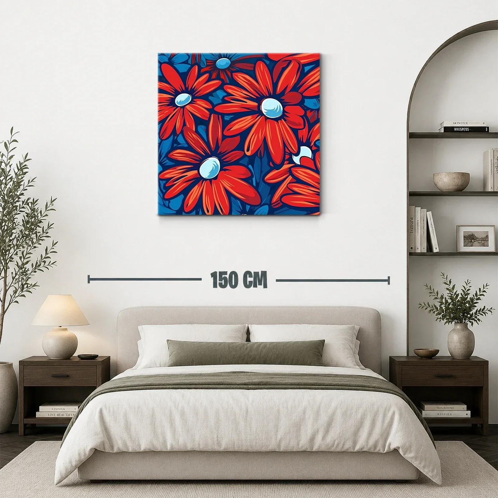 Flores vibrantes en tonos rojos y azules intensos — miniatura 3