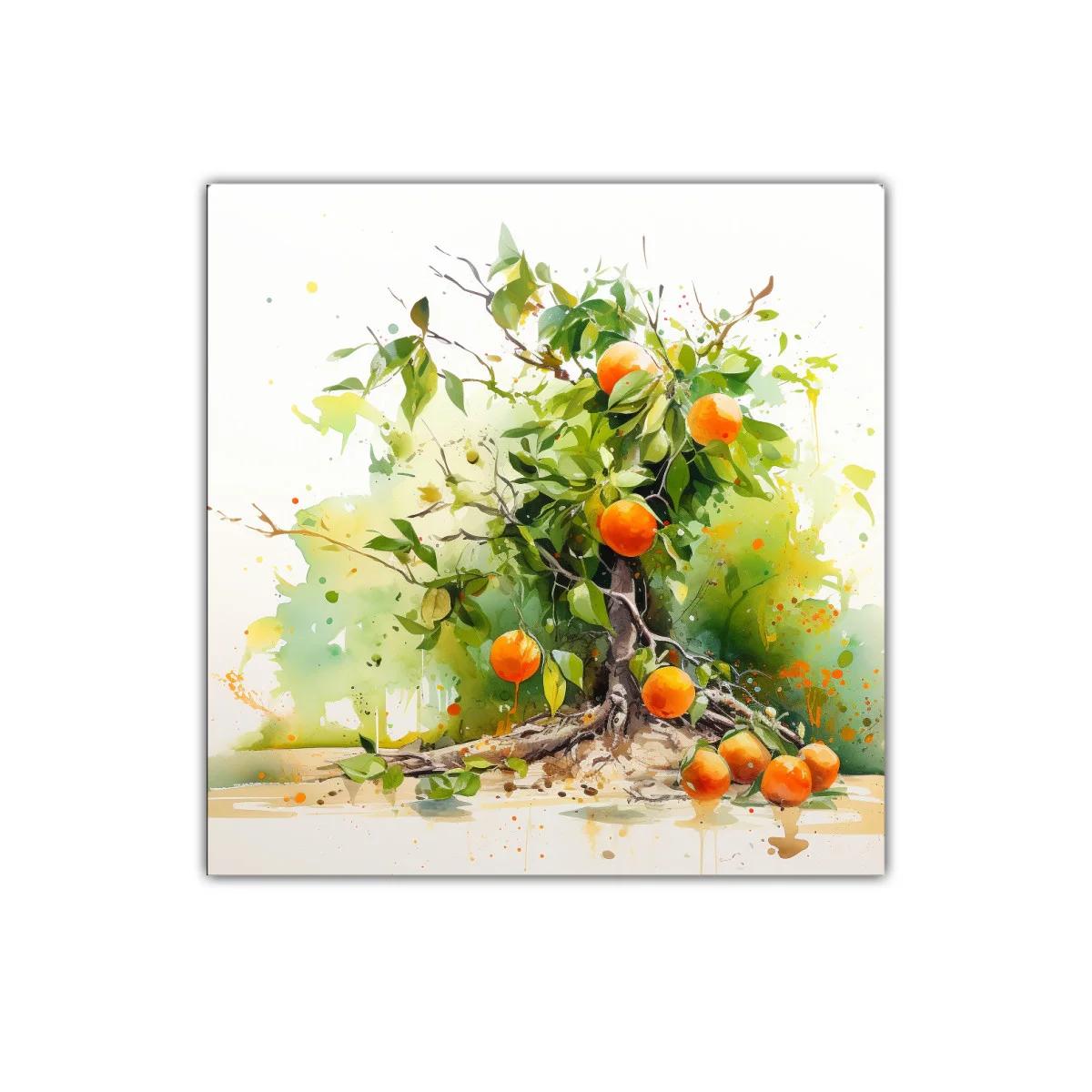 Cuadro decorativo de árbol frutal con naranjas vibrantes — imagen principal