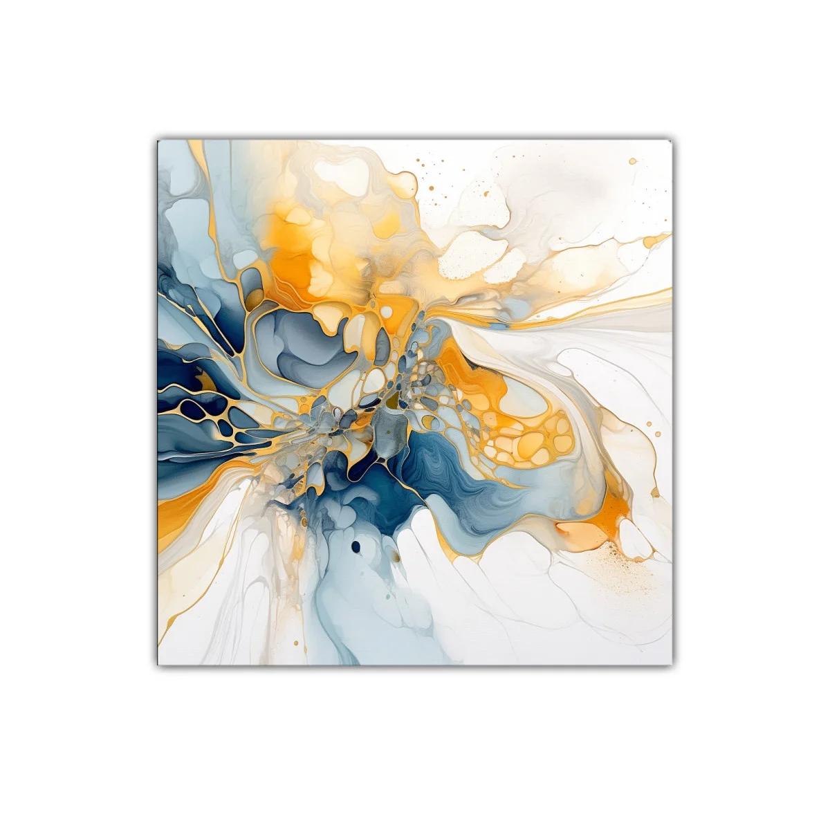 Composición abstracta con tonos dorados y azules intensos — imagen principal