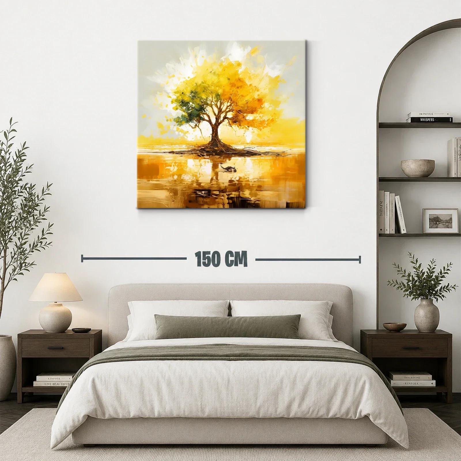 Árbol dorado con reflejo en lago sereno y vibrante — miniatura 3
