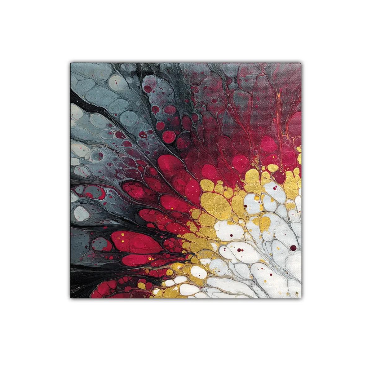 Cuadro decorativo en tonos rojo dorado y gris vibrante — imagen principal