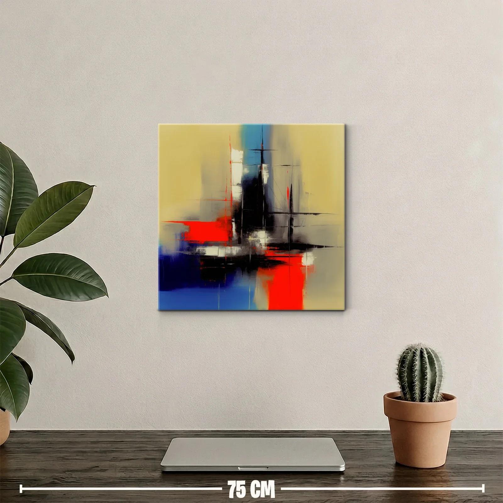 Cuadro abstracto con vibrantes contrastes y líneas dinámicas — miniatura 2
