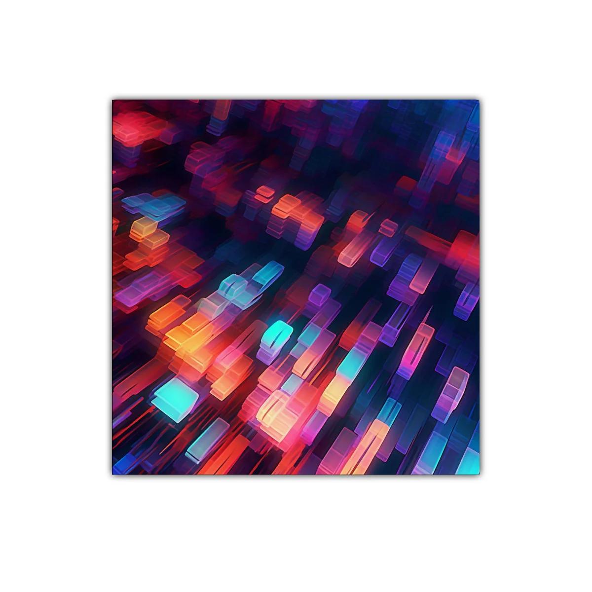 Cuadro abstracto con bloques de luz en vibrantes colores