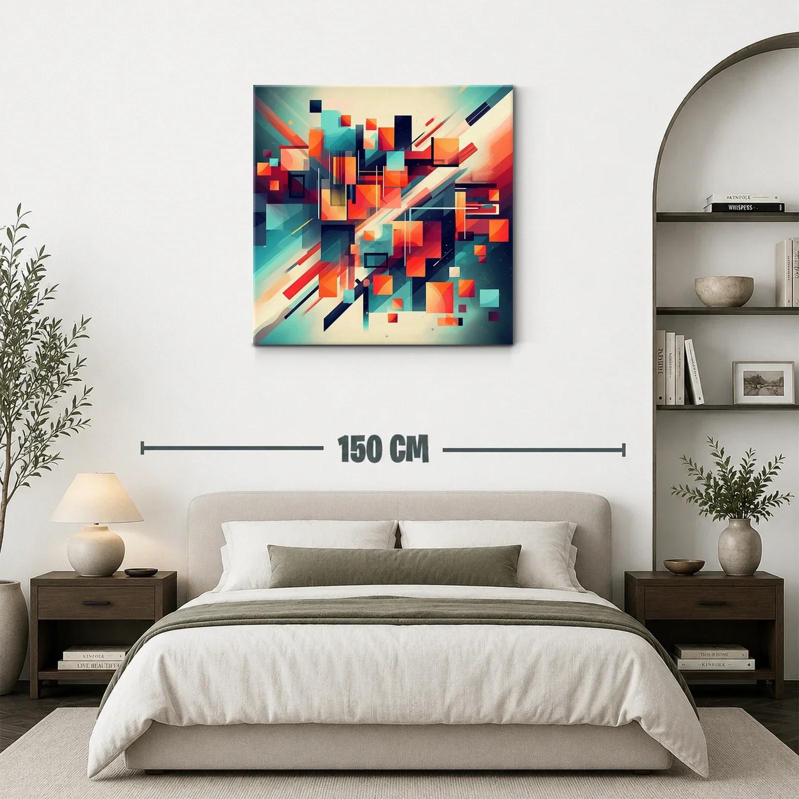 Composición abstracta vibrante con tonos cálidos y fríos — miniatura 3