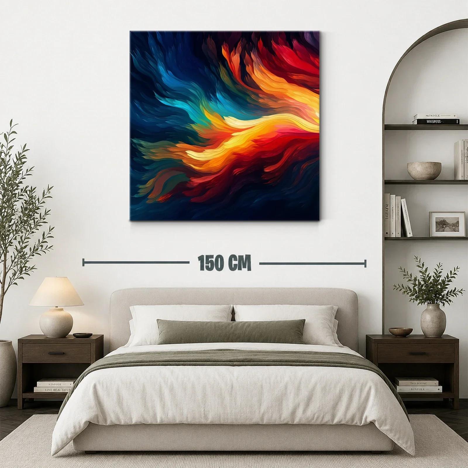 Cuadro abstracto con llamas en tonos vibrantes y dinámicos — miniatura 3