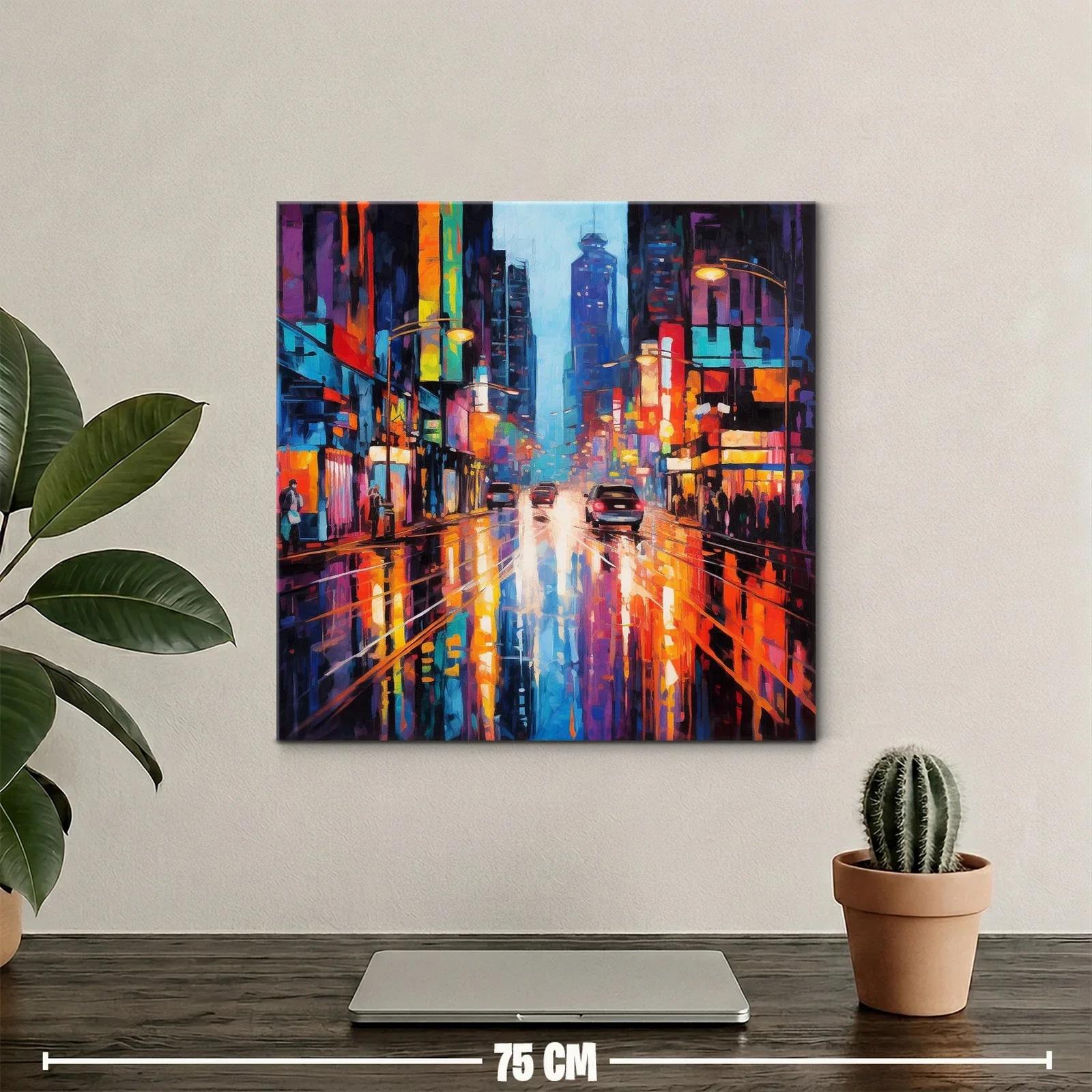 Ciudad vibrante con reflejos de luces de neón — miniatura 2
