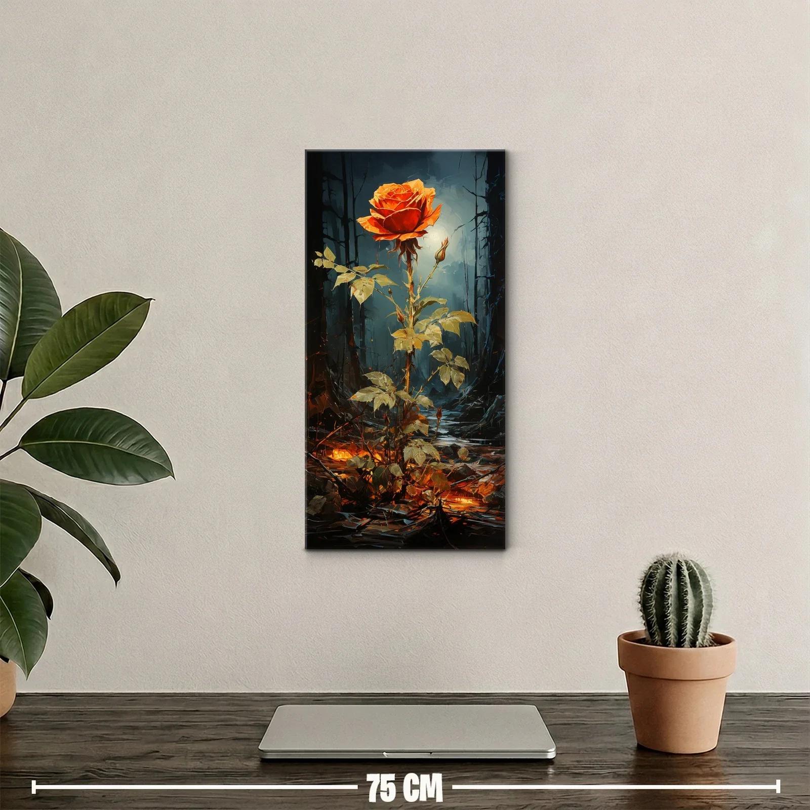 Cuadro rosa naranja entre brasas y bosque oscuro — miniatura 2