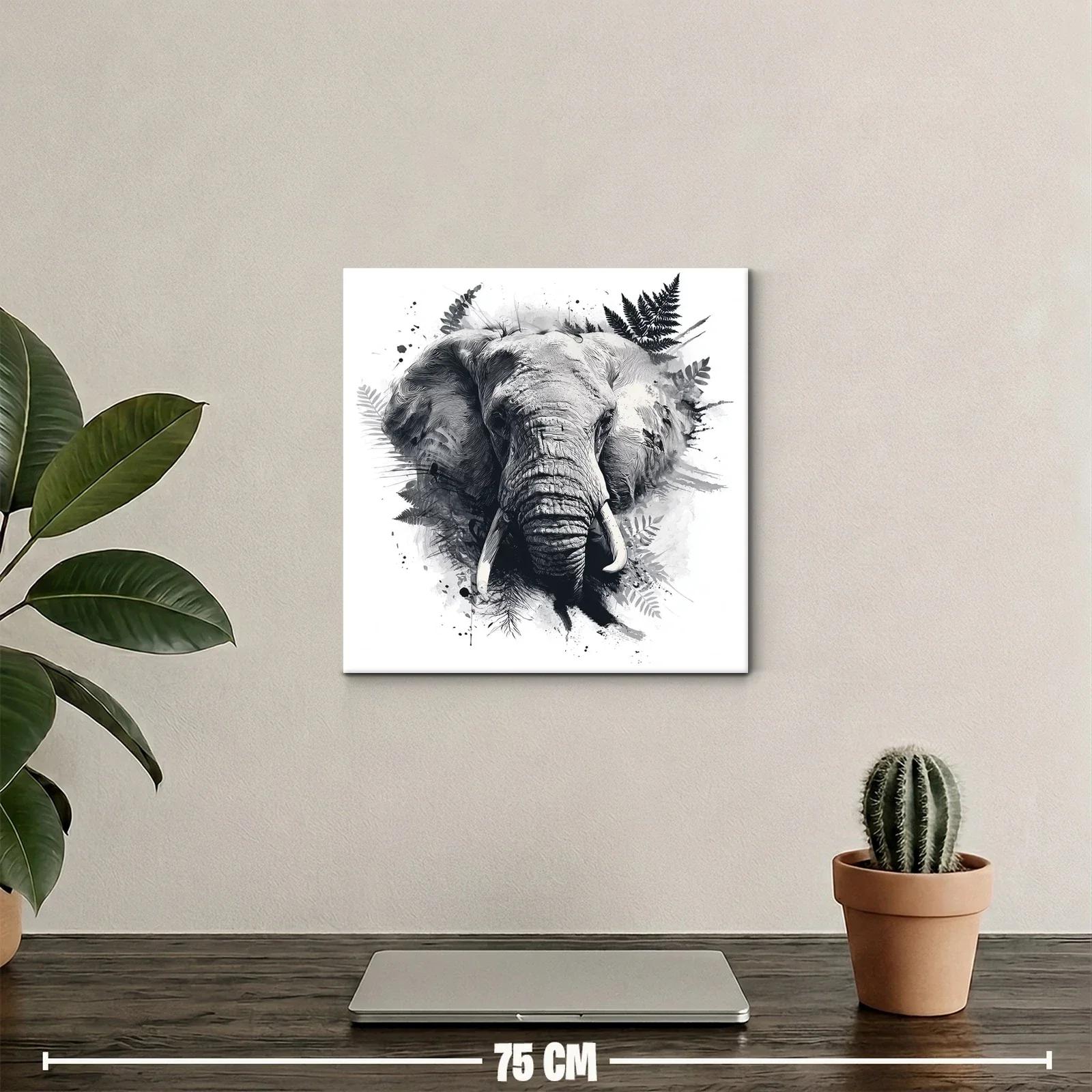Retrato artístico de elefante en tonos grises y negros — miniatura 2