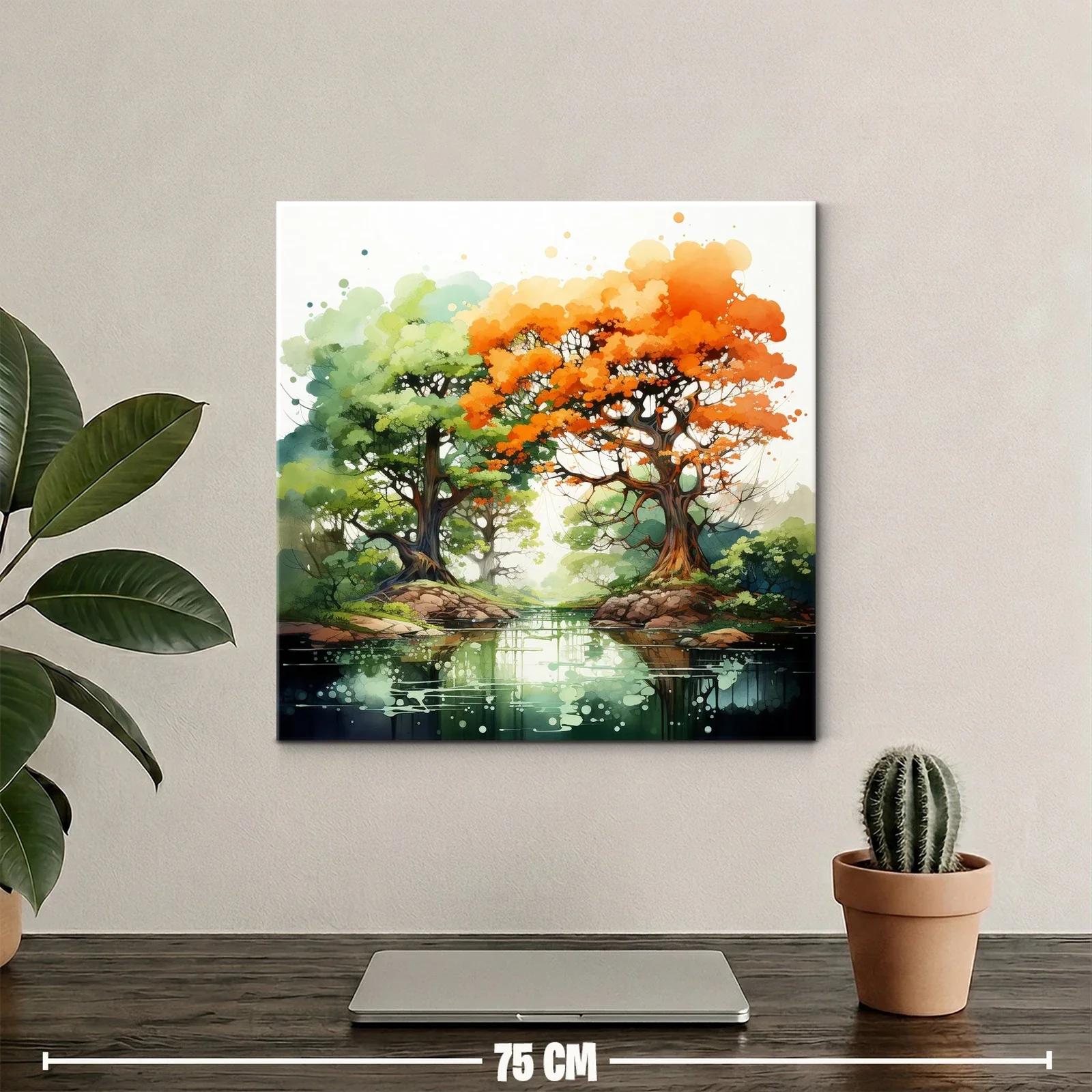 Paisaje con árboles vibrantes reflejados en el agua — miniatura 2