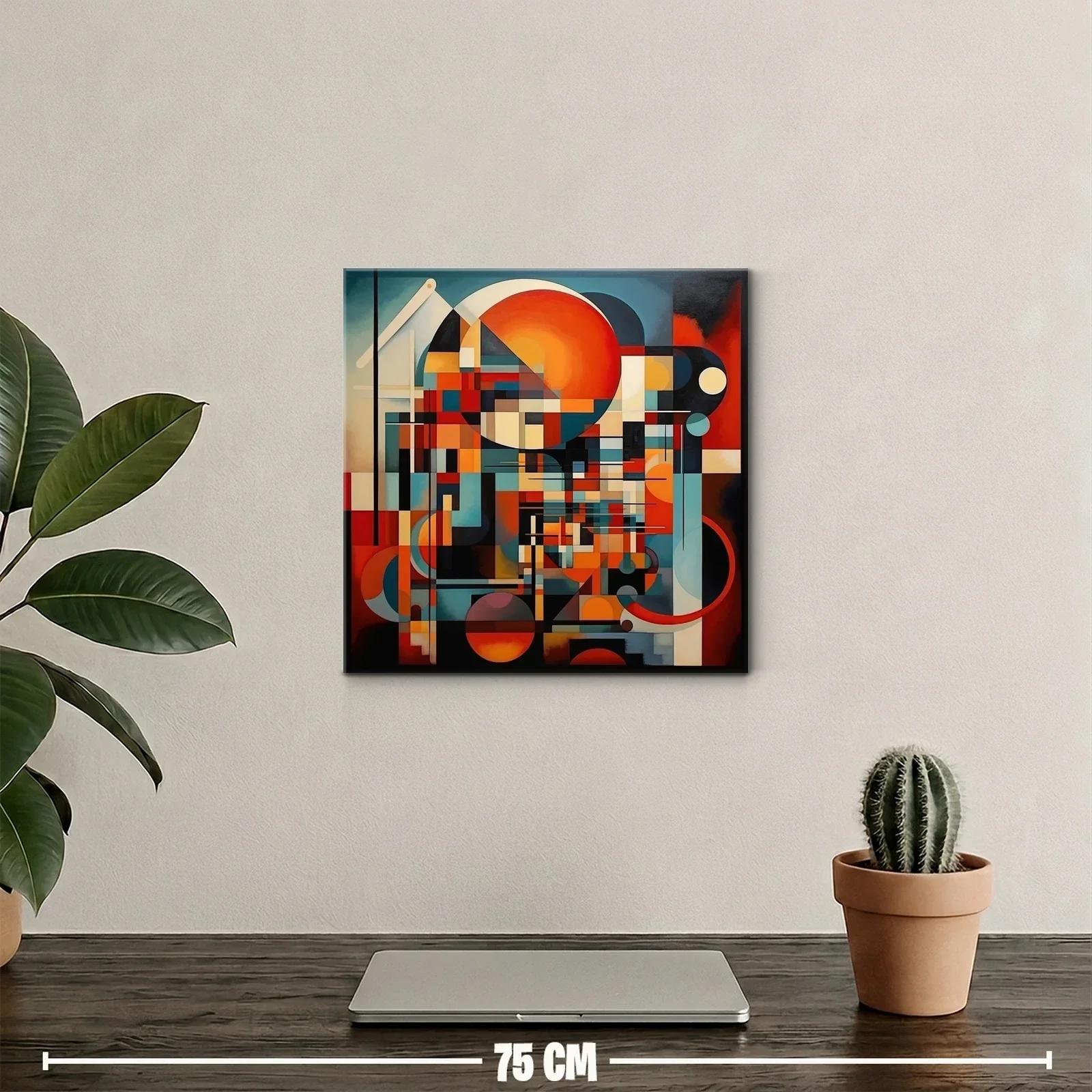 Composición abstracta vibrante con círculos y líneas geométricas — miniatura 2