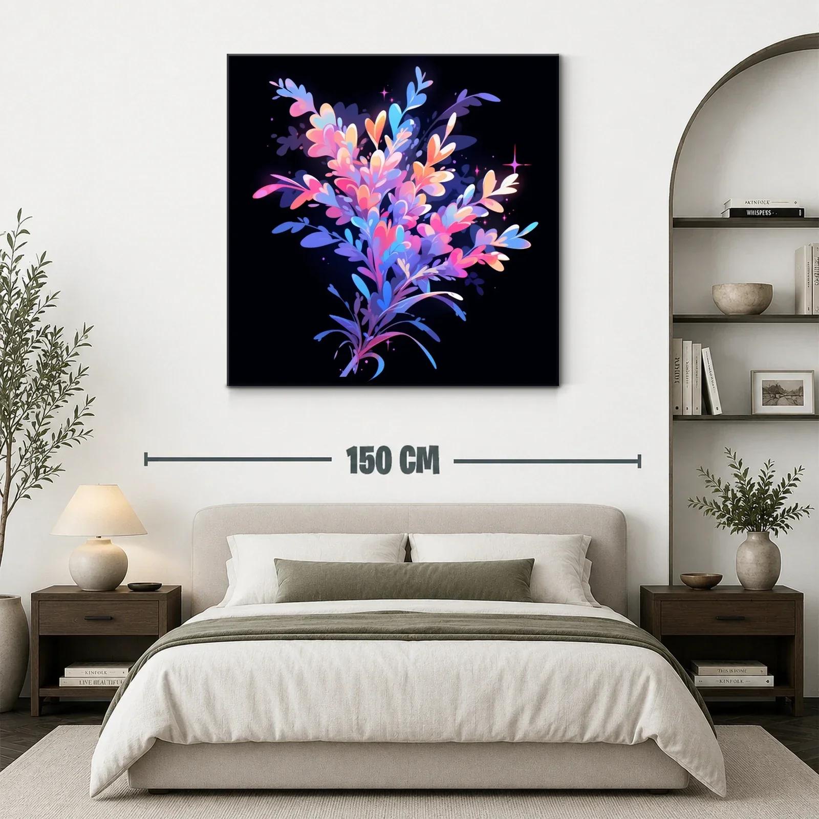 Cuadro abstracto en tonos rosas y azules vibrantes — miniatura 3