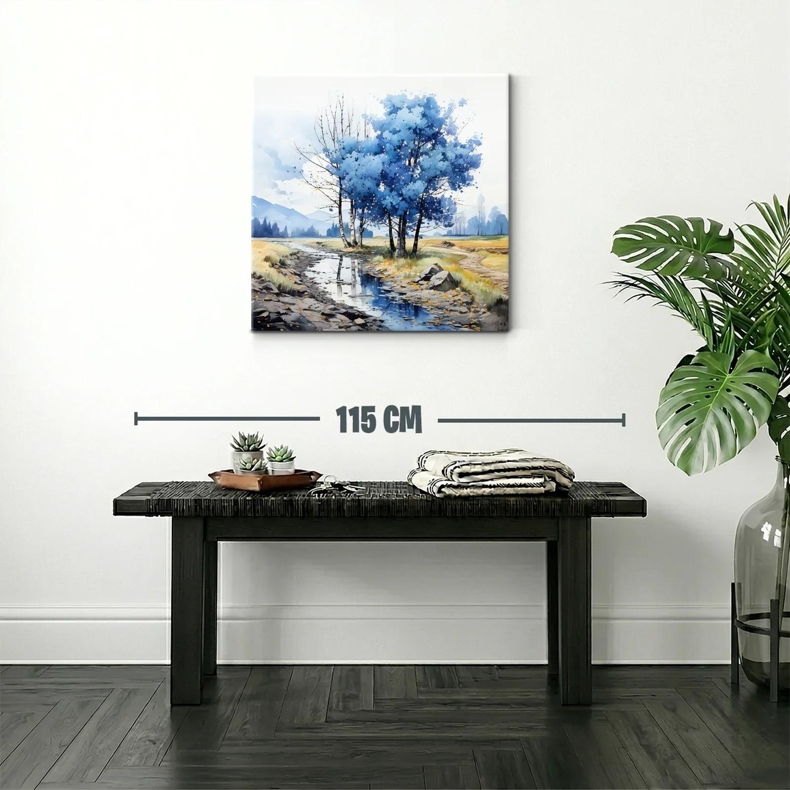 Paisaje sereno con árboles azules junto al riachuelo — miniatura 2