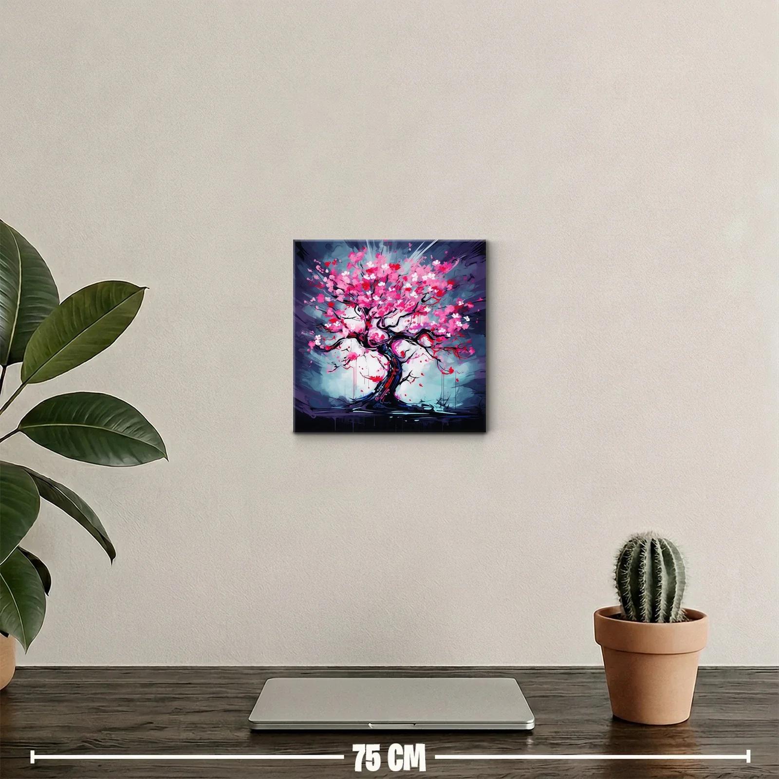 Árbol de flores vibrantes en tonos rosas y rojos — miniatura 2