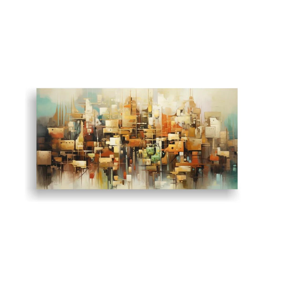 Cuadro ciudad abstracta con skyline geométrico