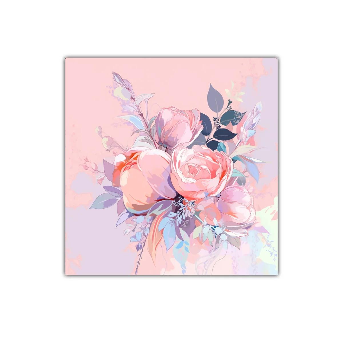 Cuadro decorativo con ramo de flores en tonos pastel suaves — imagen principal